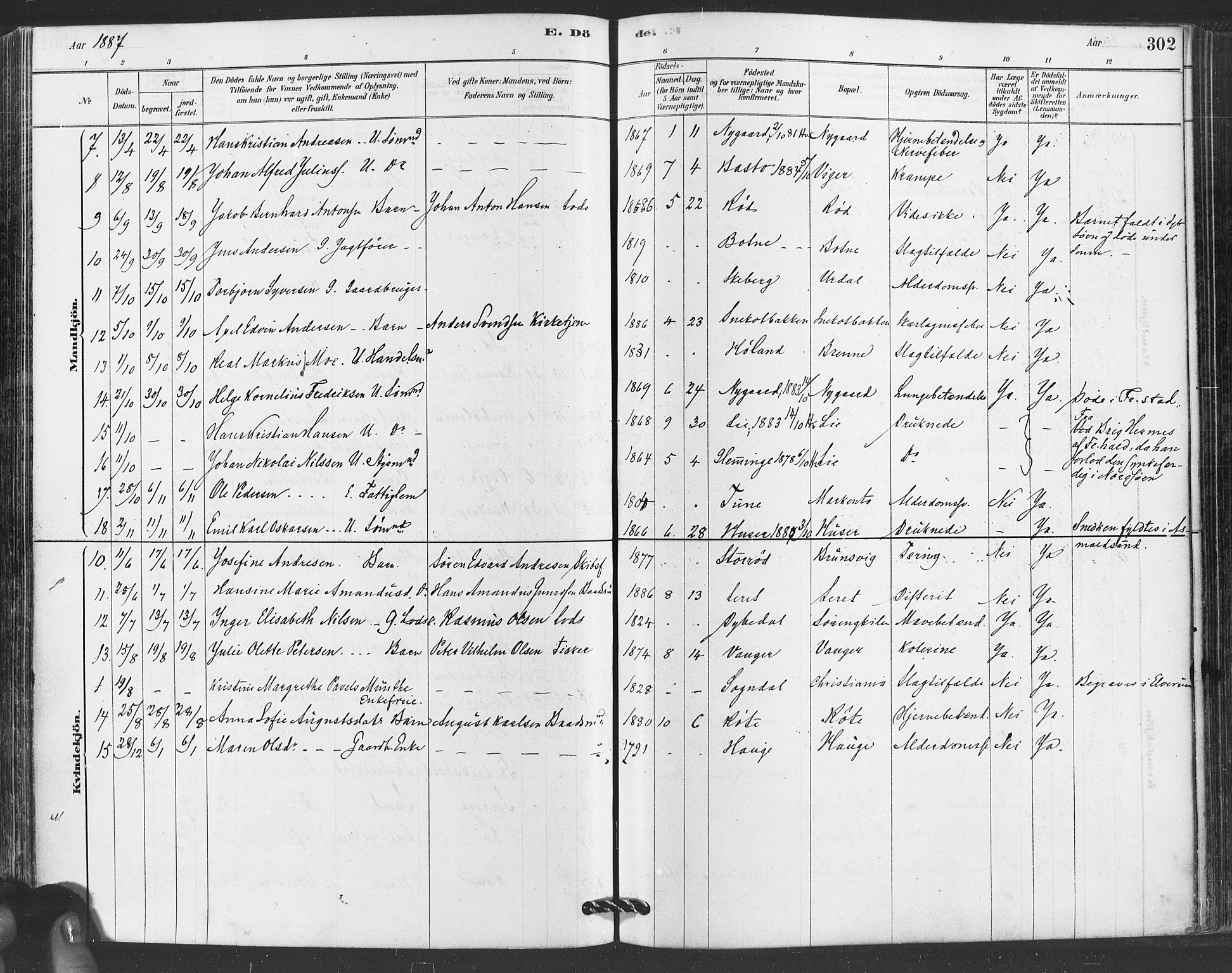 Hvaler prestekontor Kirkebøker, AV/SAO-A-2001/F/Fa/L0008: Parish register (official) no. I 8, 1878-1895, p. 302