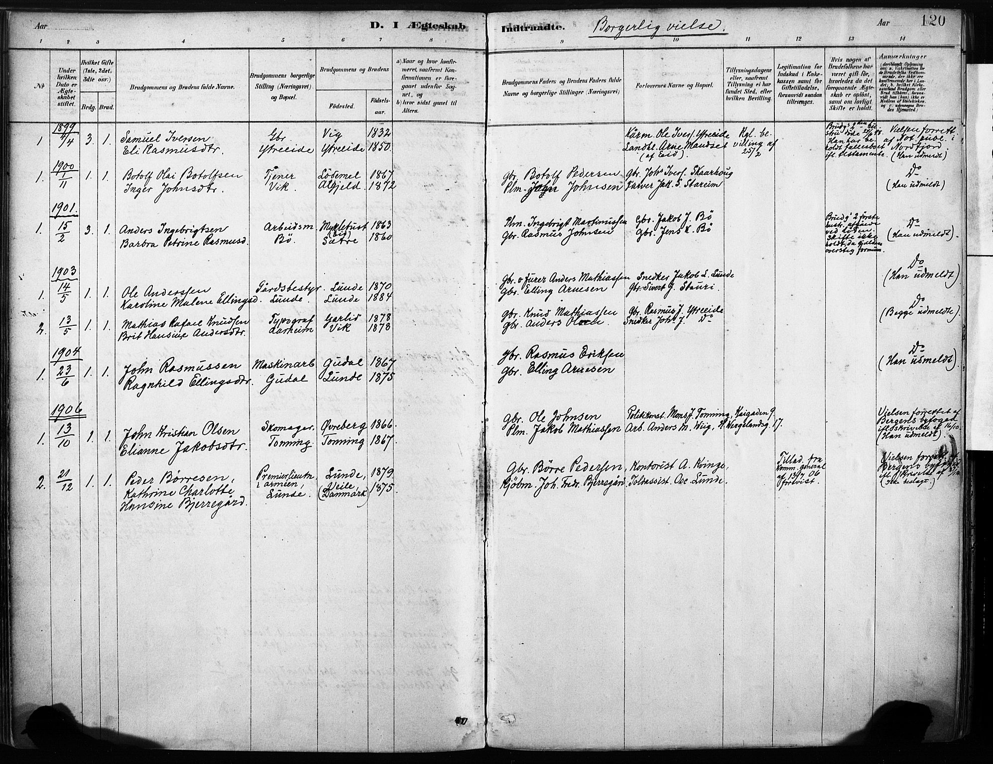 Stryn Sokneprestembete, SAB/A-82501: Parish register (official) no. B 1, 1878-1907, p. 120