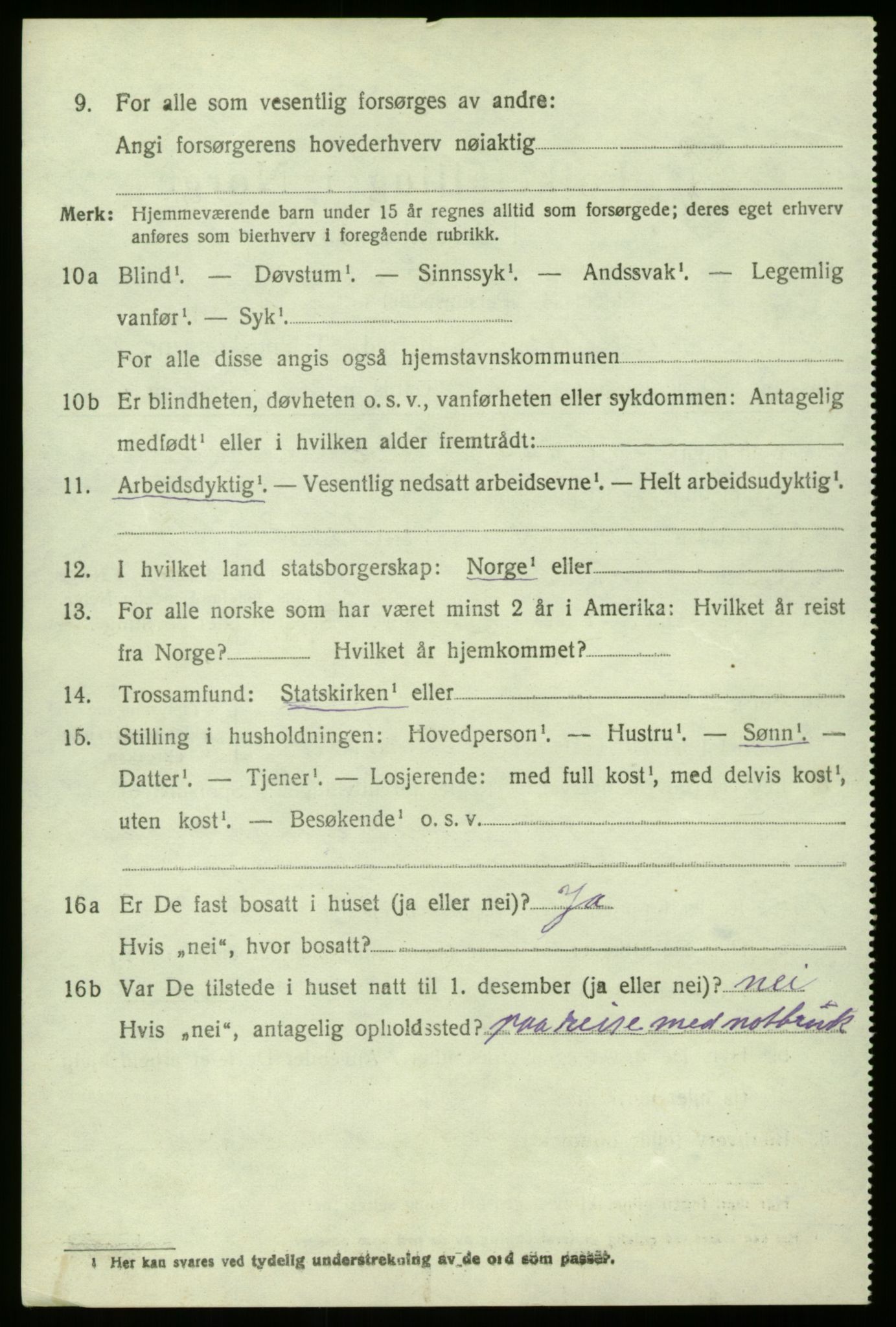 SAB, 1920 census for Gulen, 1920, p. 7168