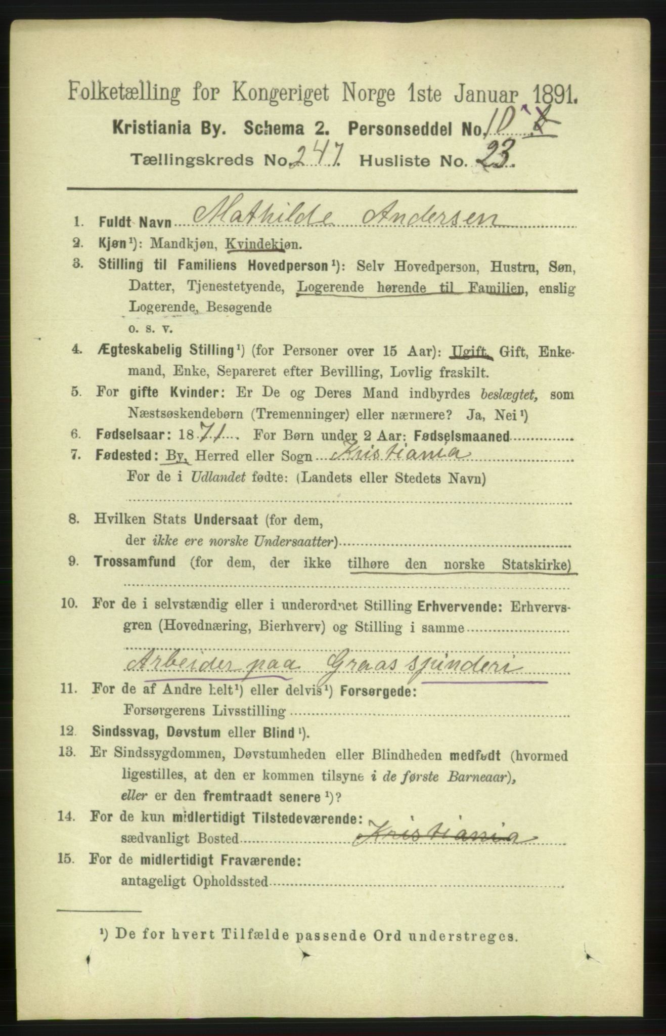 RA, 1891 census for 0301 Kristiania, 1891, p. 150983