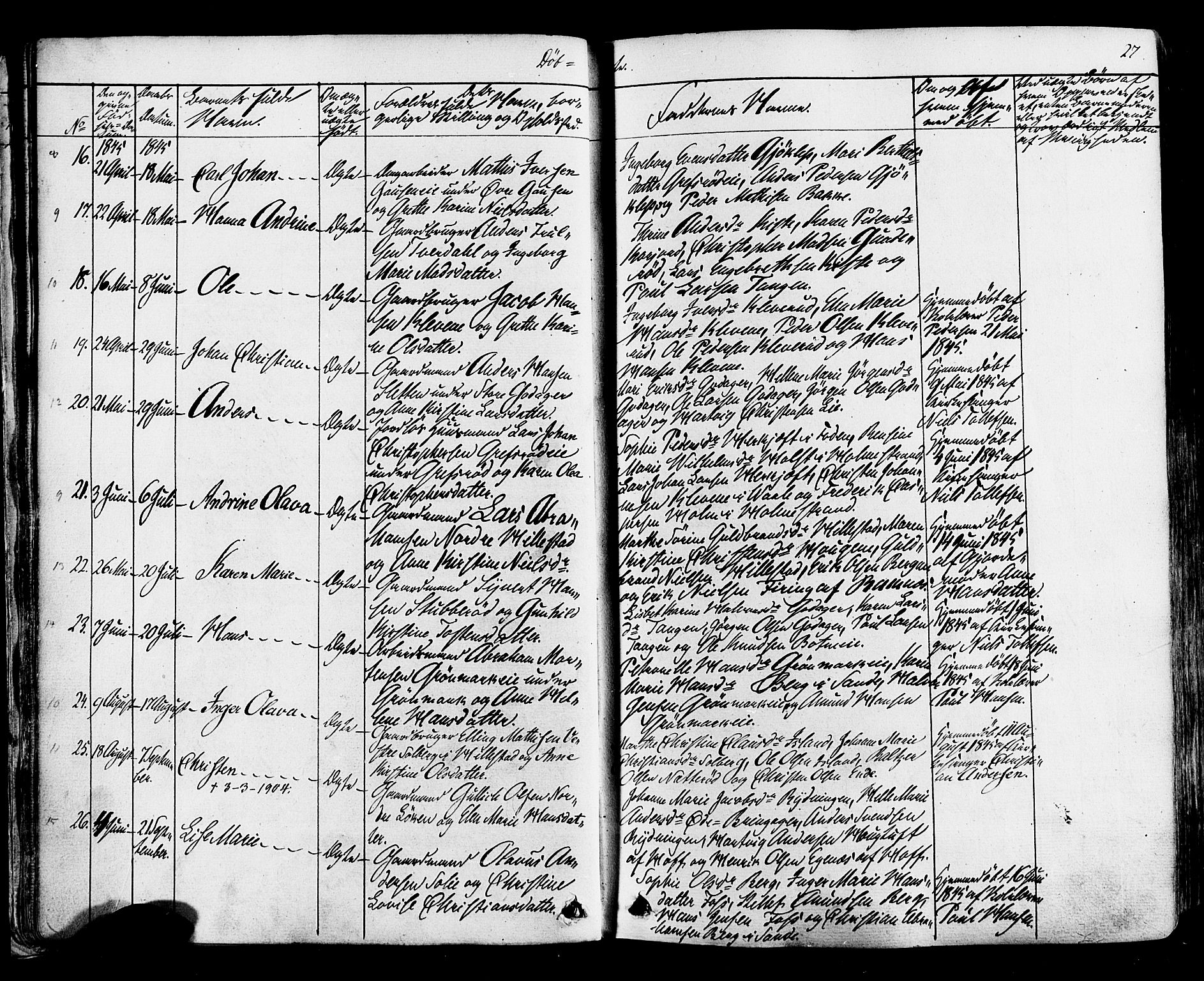 Botne kirkebøker, SAKO/A-340/F/Fa/L0006: Parish register (official) no. I 6, 1836-1877, p. 27