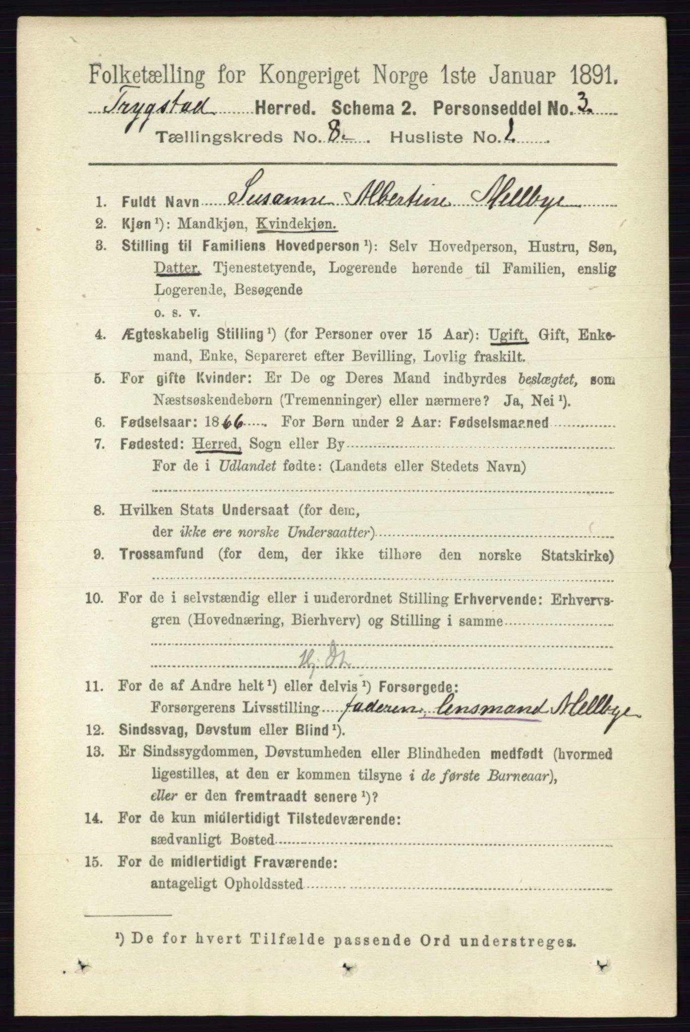 RA, 1891 Census for 0122 Trøgstad, 1891, p. 3437