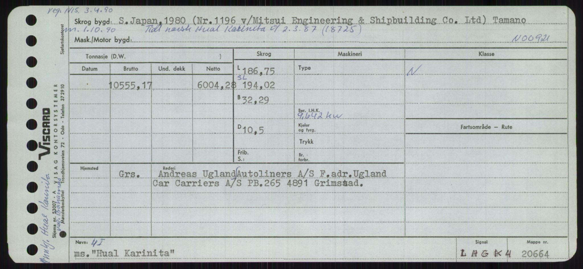 Sjøfartsdirektoratet med forløpere, Skipsmålingen, RA/S-1627/H/Ha/L0003/0001: Fartøy, Hilm-Mar / Fartøy, Hilm-Kol, p. 103