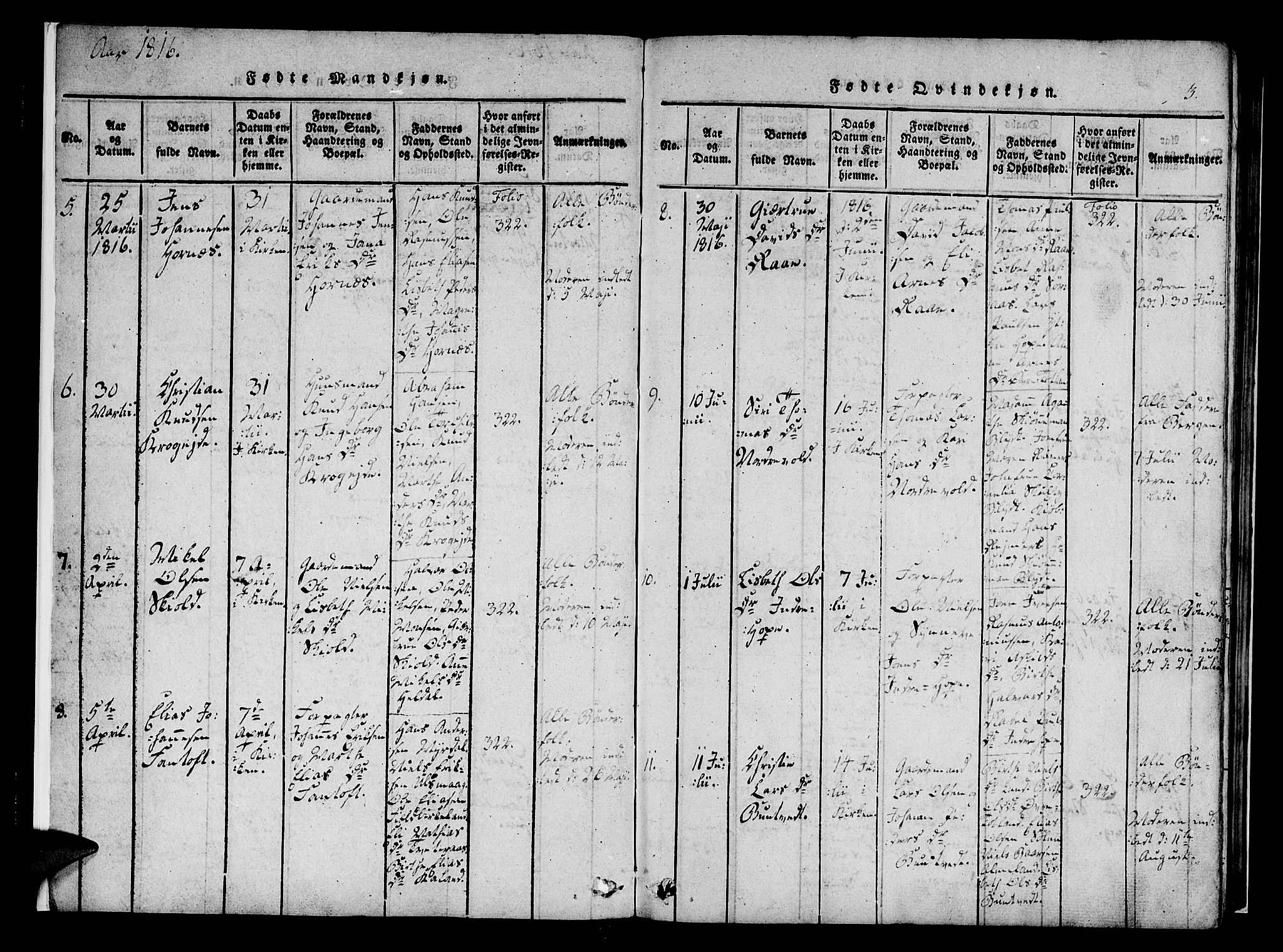 Fana Sokneprestembete, SAB/A-75101/H/Haa/Haaa/L0007: Parish register (official) no. A 7, 1816-1828, p. 3