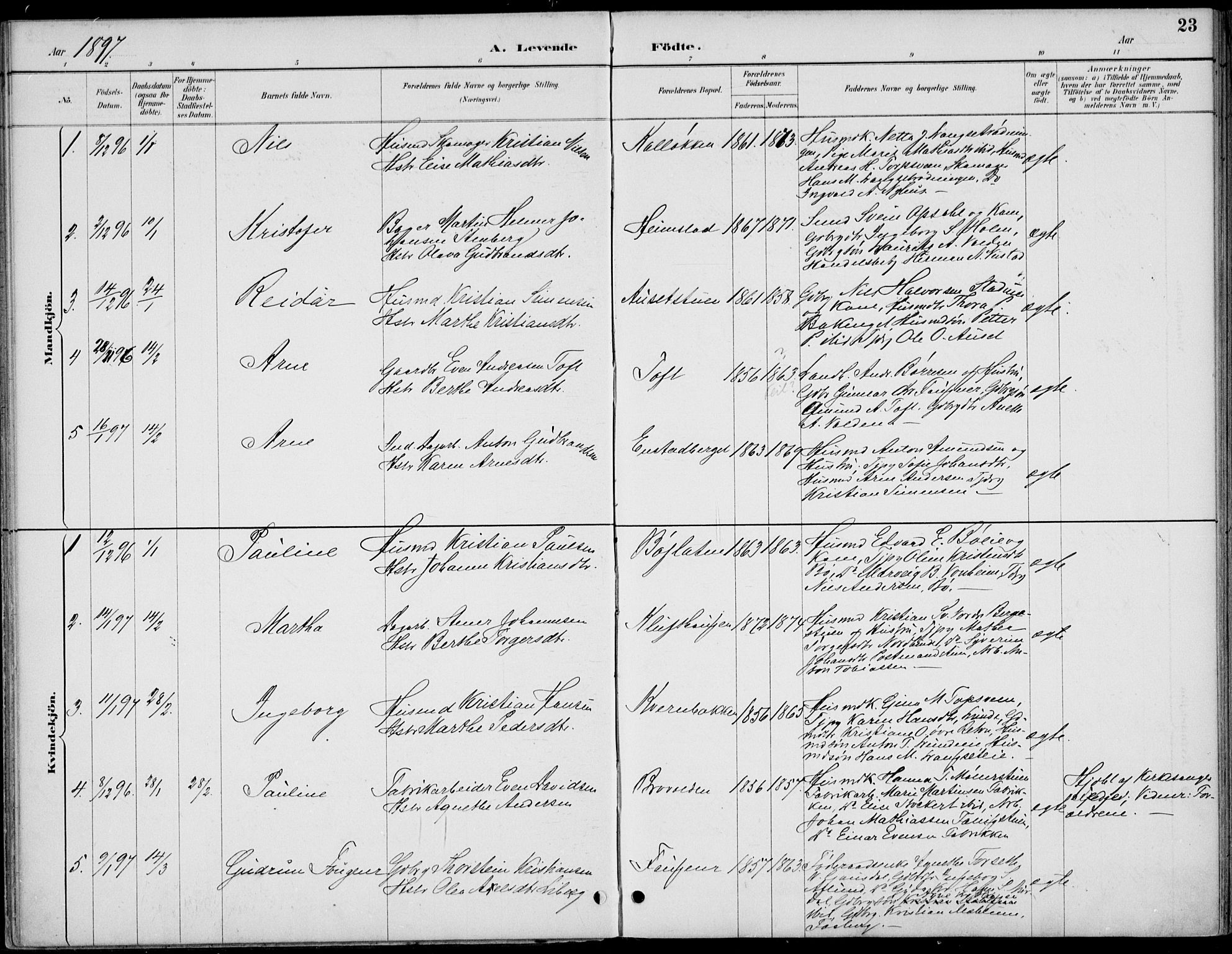 Østre Gausdal prestekontor, AV/SAH-PREST-092/H/Ha/Haa/L0003: Parish register (official) no. 3, 1887-1901, p. 23