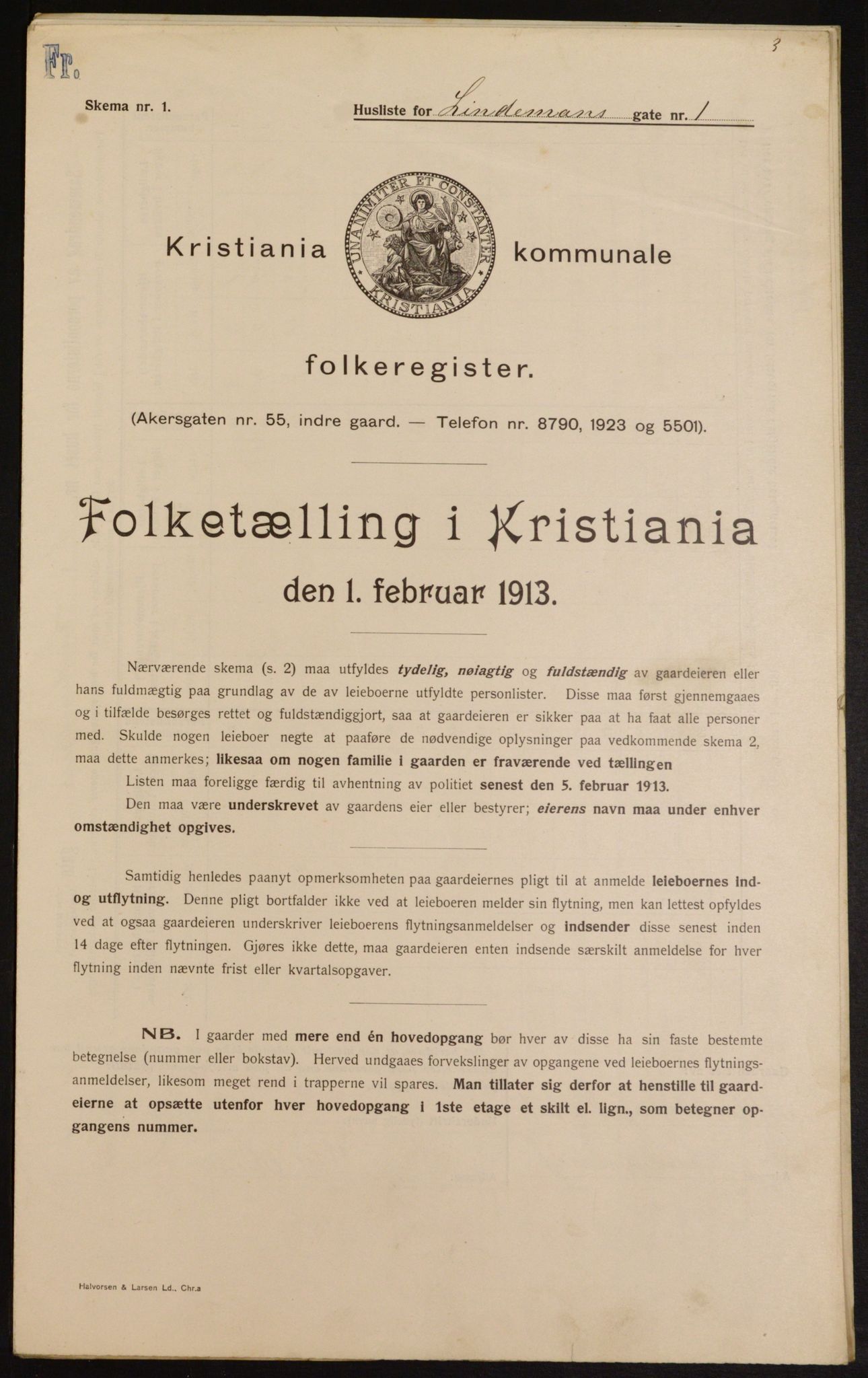 OBA, Municipal Census 1913 for Kristiania, 1913, p. 57388