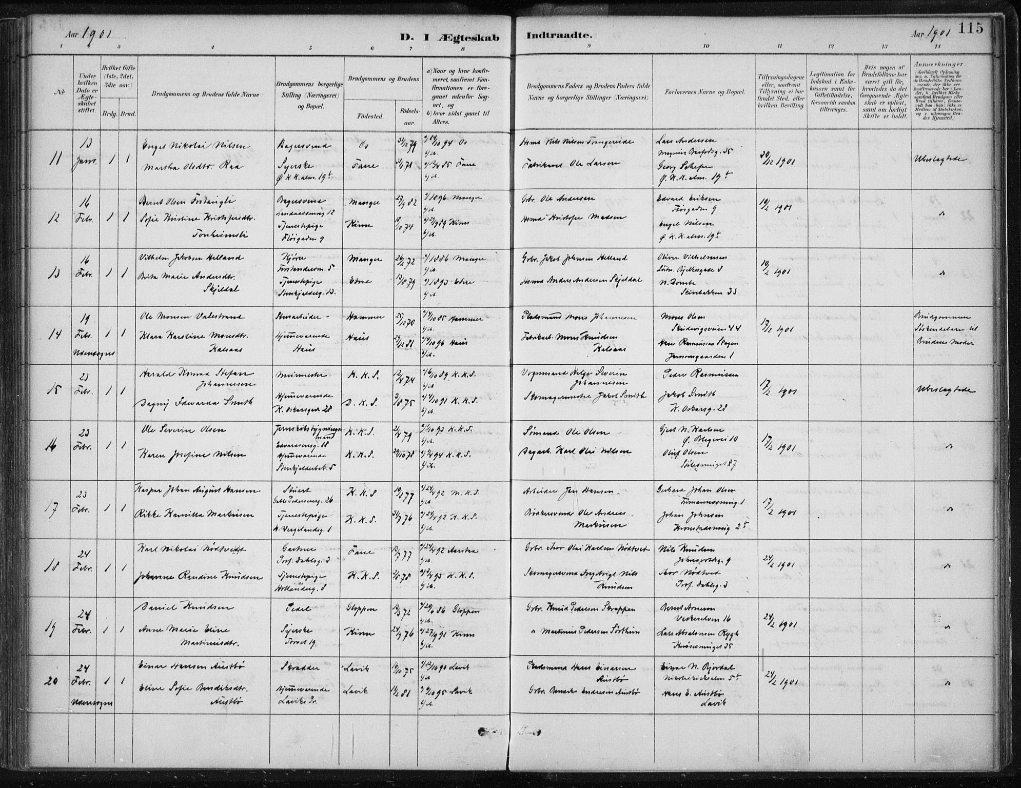 Korskirken sokneprestembete, AV/SAB-A-76101/H/Hab: Parish register (copy) no. D 3, 1887-1906, p. 115