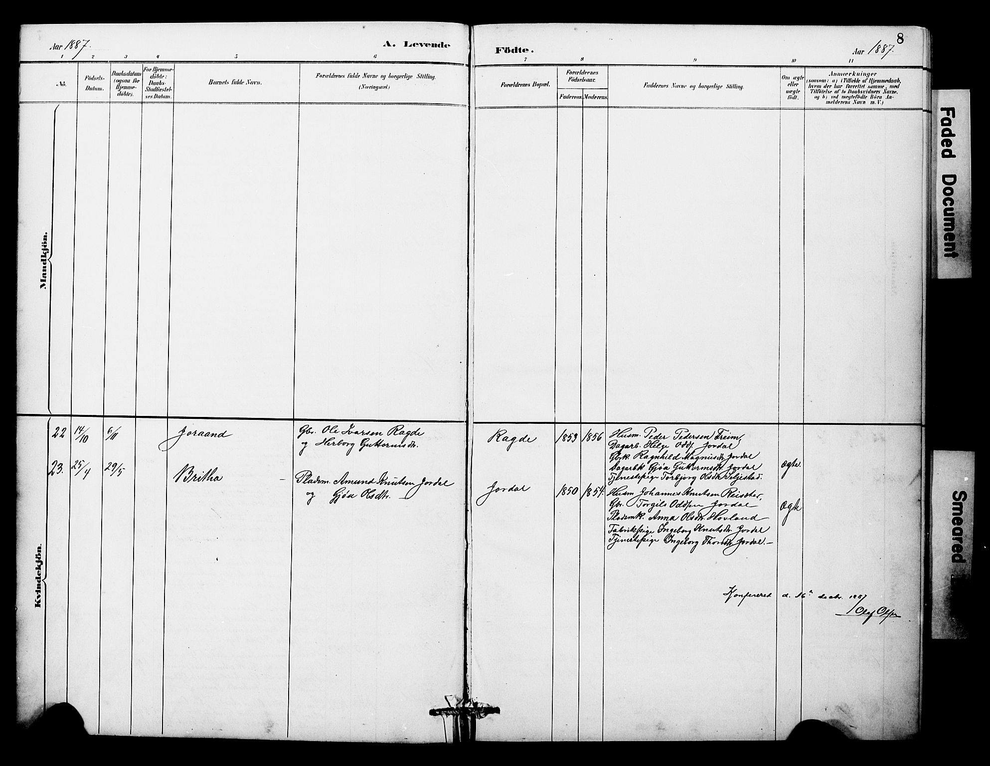 Odda Sokneprestembete, SAB/A-77201/H/Hab: Parish register (copy) no. A 7, 1887-1912, p. 8