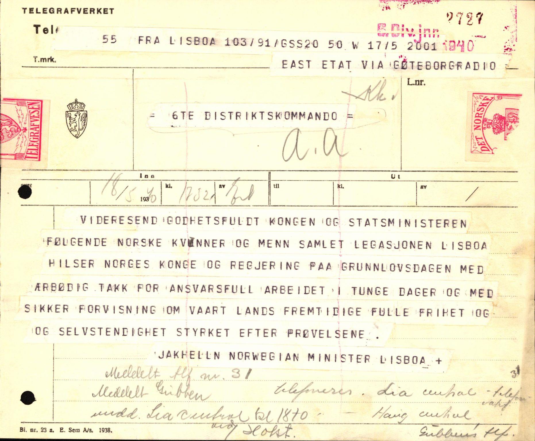 Forsvaret, Forsvarets krigshistoriske avdeling, AV/RA-RAFA-2017/Y/Yb/L0123: II-C-11-600  -  6. Divisjon med avdelinger, 1940, p. 709