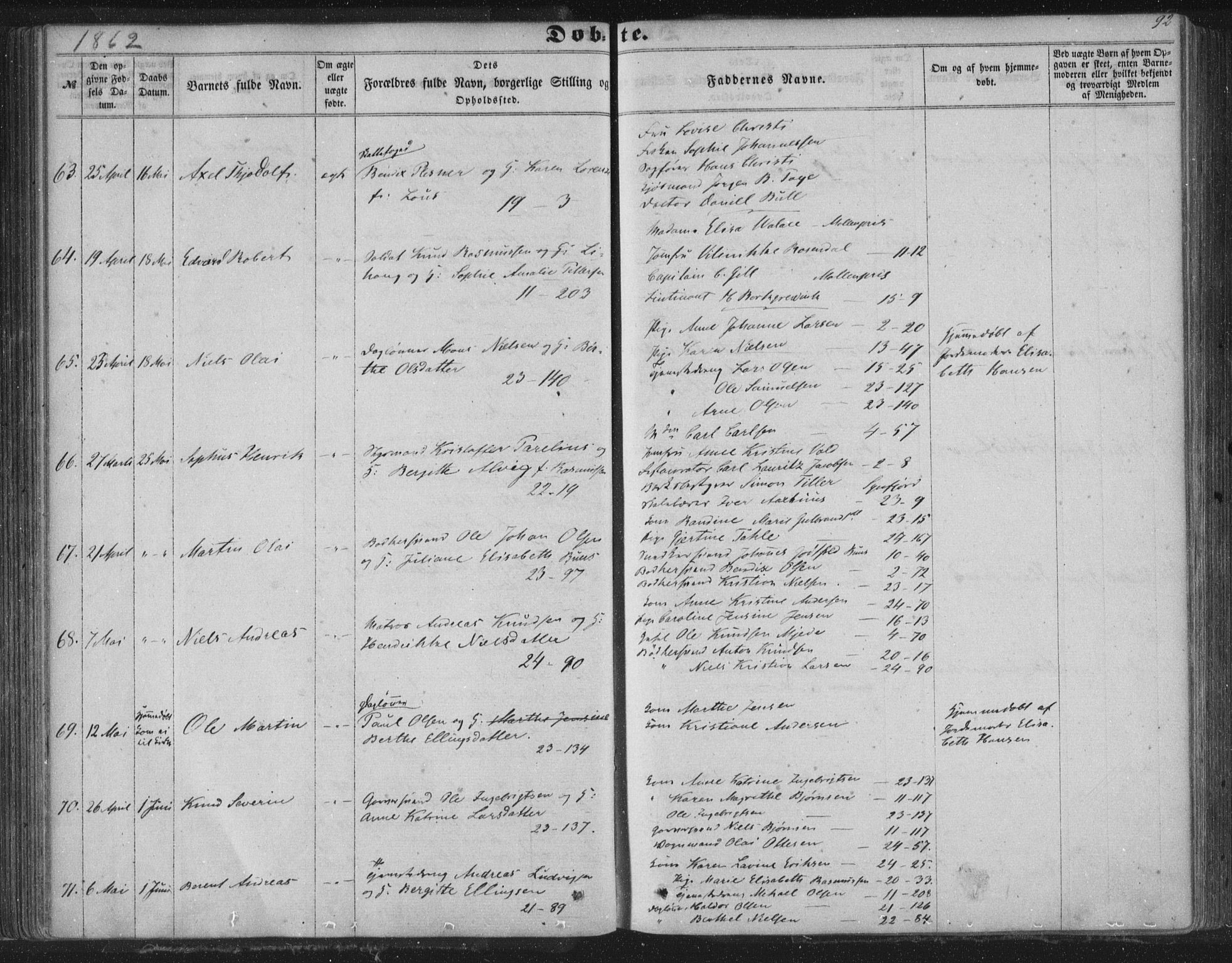 Korskirken sokneprestembete, SAB/A-76101/H/Haa/L0018: Parish register (official) no. B 4, 1857-1866, p. 92