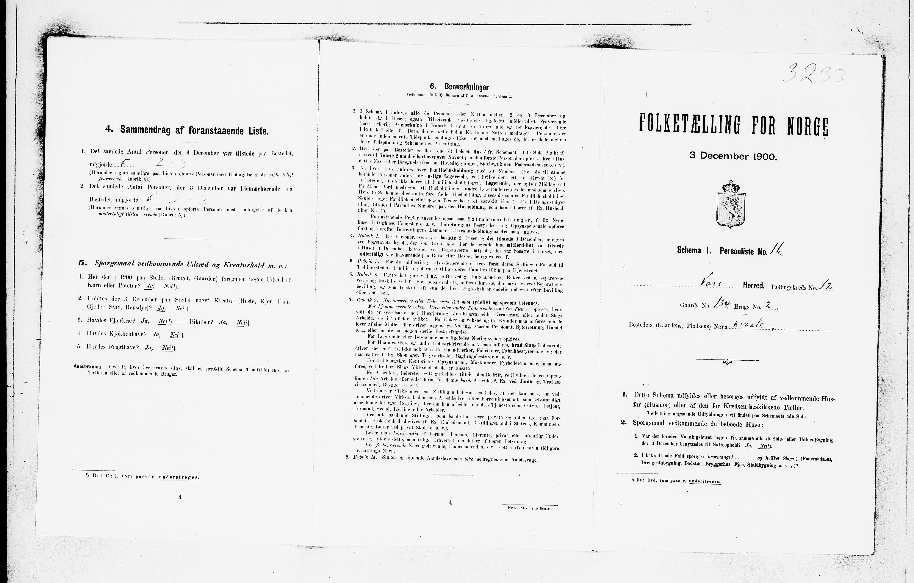 SAB, 1900 census for Voss, 1900, p. 1395