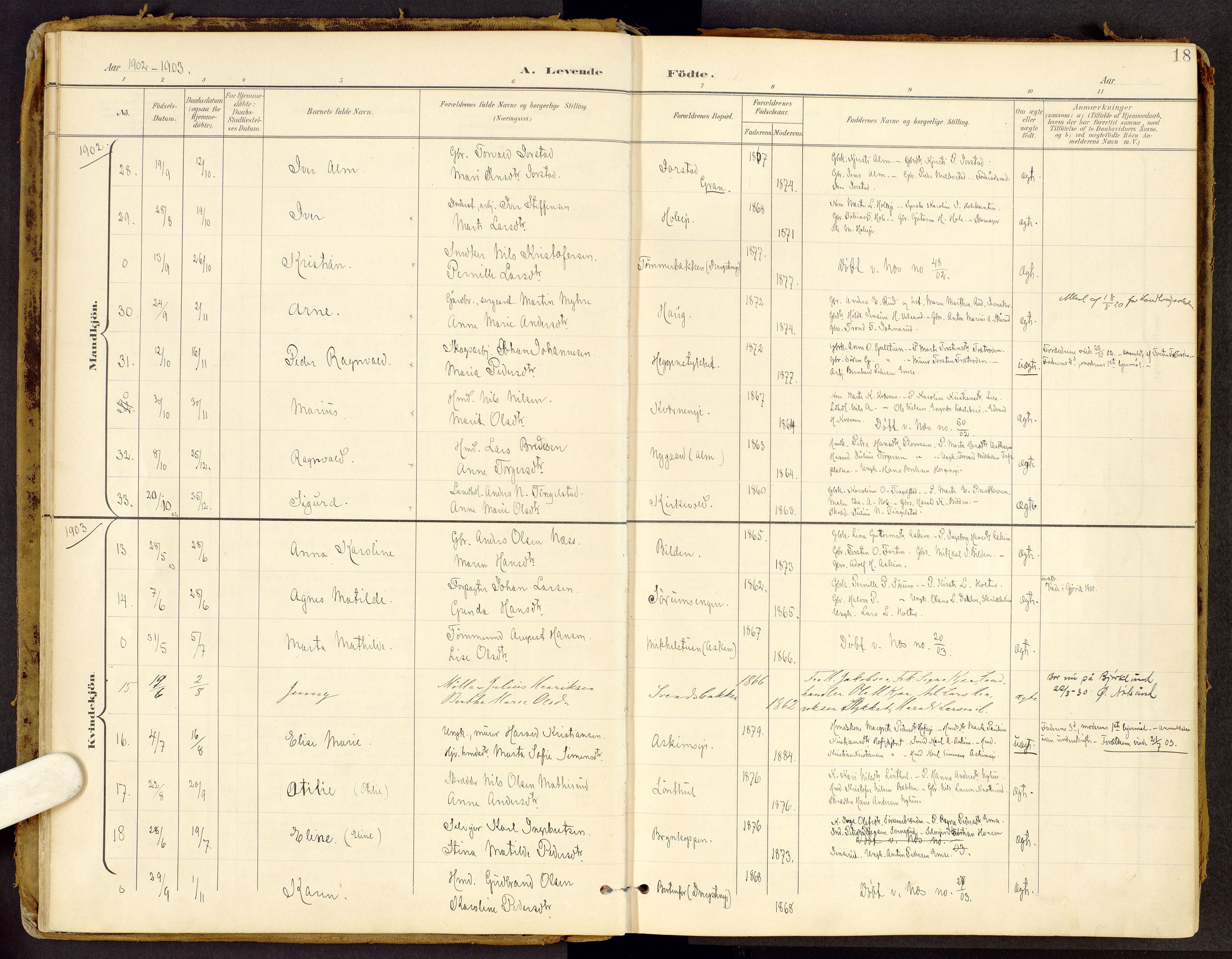 Brandbu prestekontor, AV/SAH-PREST-114/H/Ha/Haa/L0002: Parish register (official) no. 2, 1899-1914, p. 18