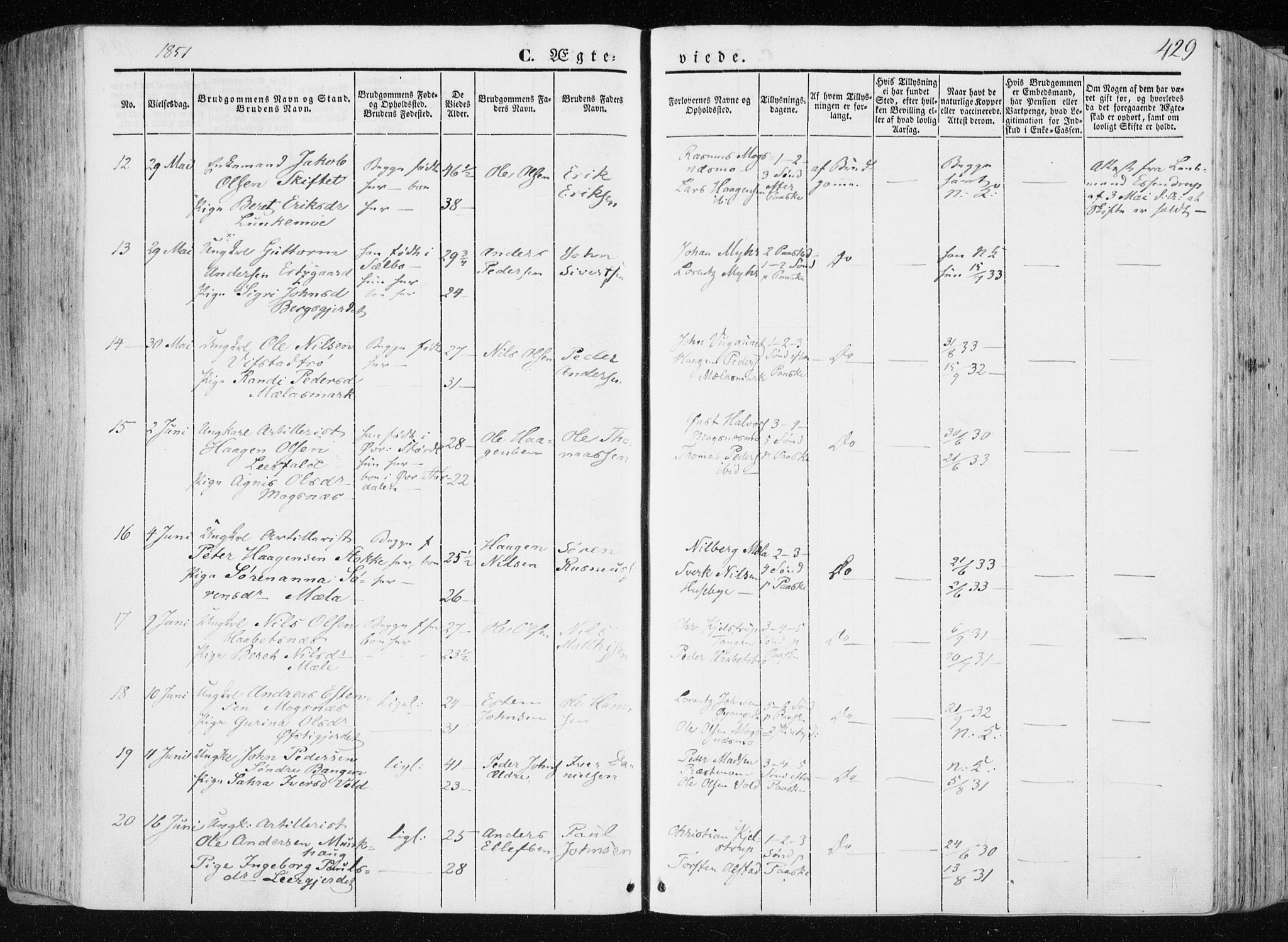 Ministerialprotokoller, klokkerbøker og fødselsregistre - Nord-Trøndelag, SAT/A-1458/709/L0074: Parish register (official) no. 709A14, 1845-1858, p. 429
