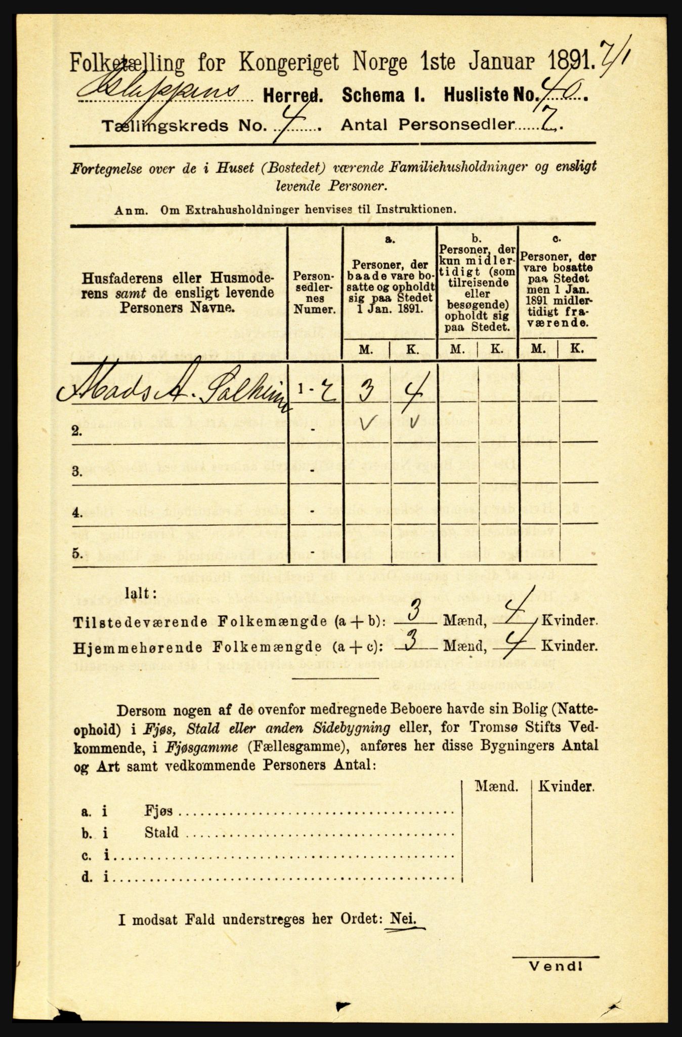 RA, 1891 census for 1445 Gloppen, 1891, p. 1676