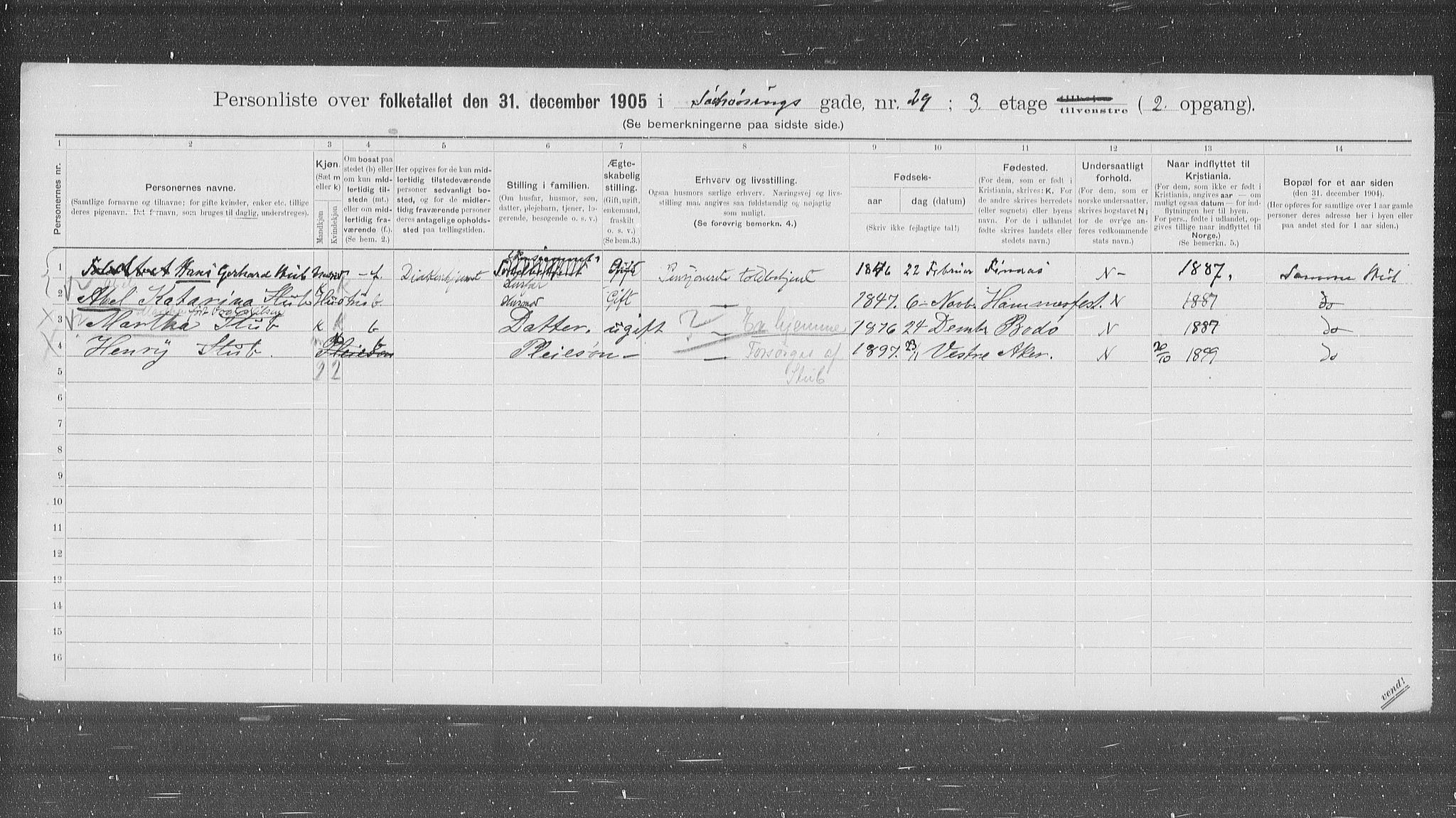 OBA, Municipal Census 1905 for Kristiania, 1905, p. 48686