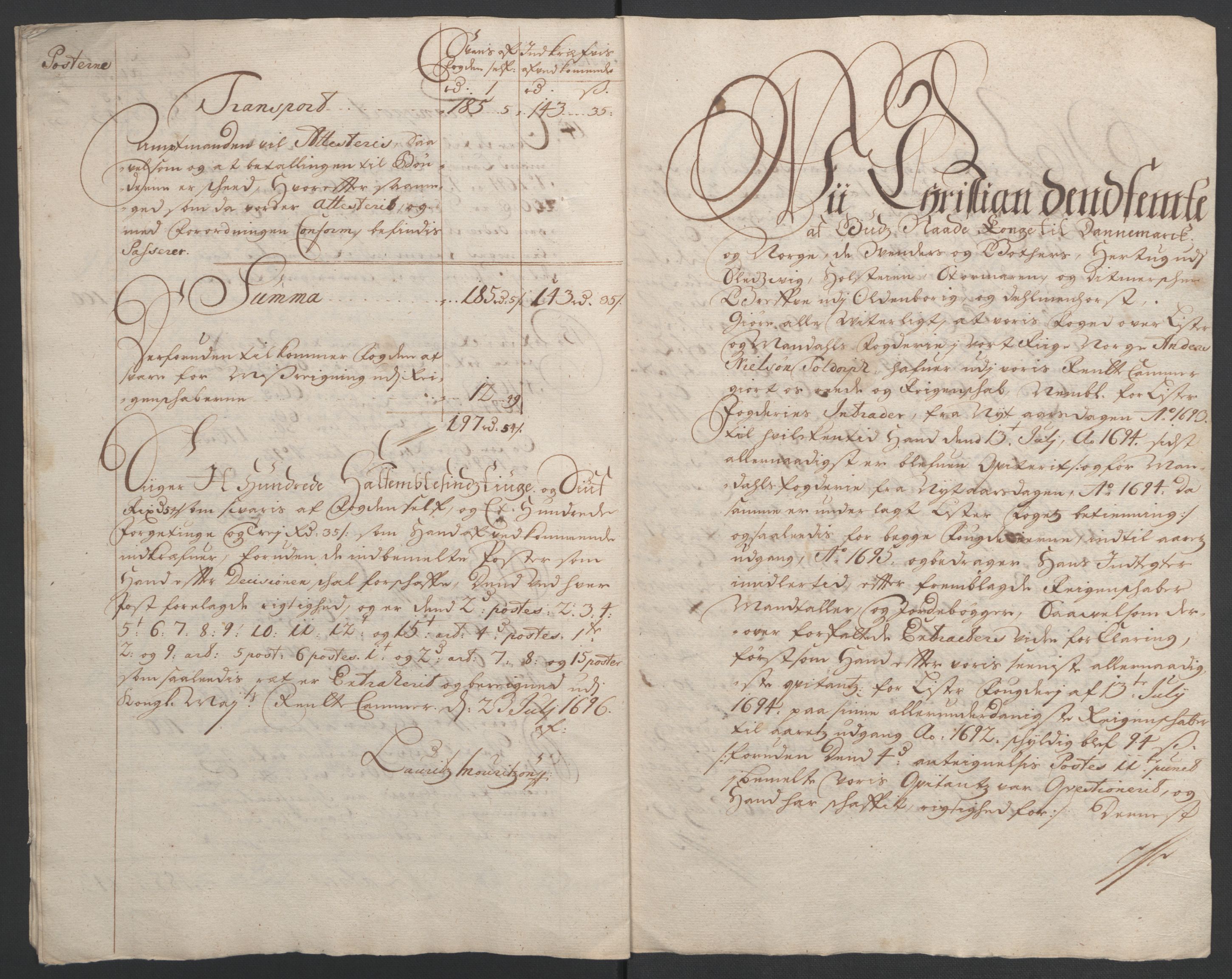 Rentekammeret inntil 1814, Reviderte regnskaper, Fogderegnskap, AV/RA-EA-4092/R43/L2545: Fogderegnskap Lista og Mandal, 1694-1695, p. 31