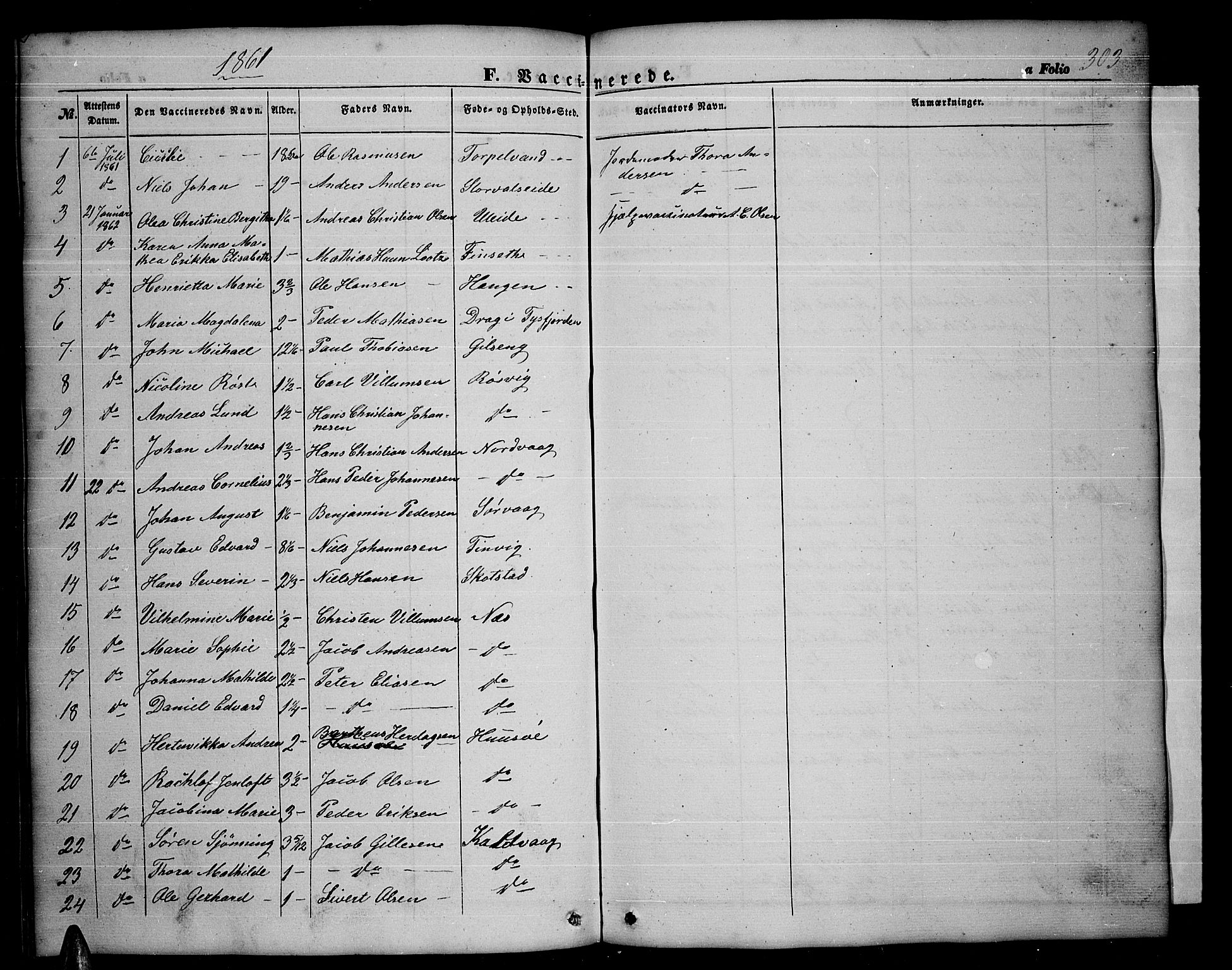 Ministerialprotokoller, klokkerbøker og fødselsregistre - Nordland, AV/SAT-A-1459/859/L0857: Parish register (copy) no. 859C03, 1854-1873, p. 303