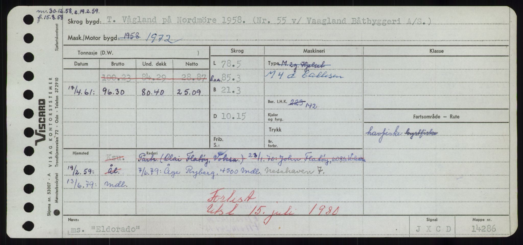 Sjøfartsdirektoratet med forløpere, Skipsmålingen, RA/S-1627/H/Hd/L0009: Fartøy, E, p. 235