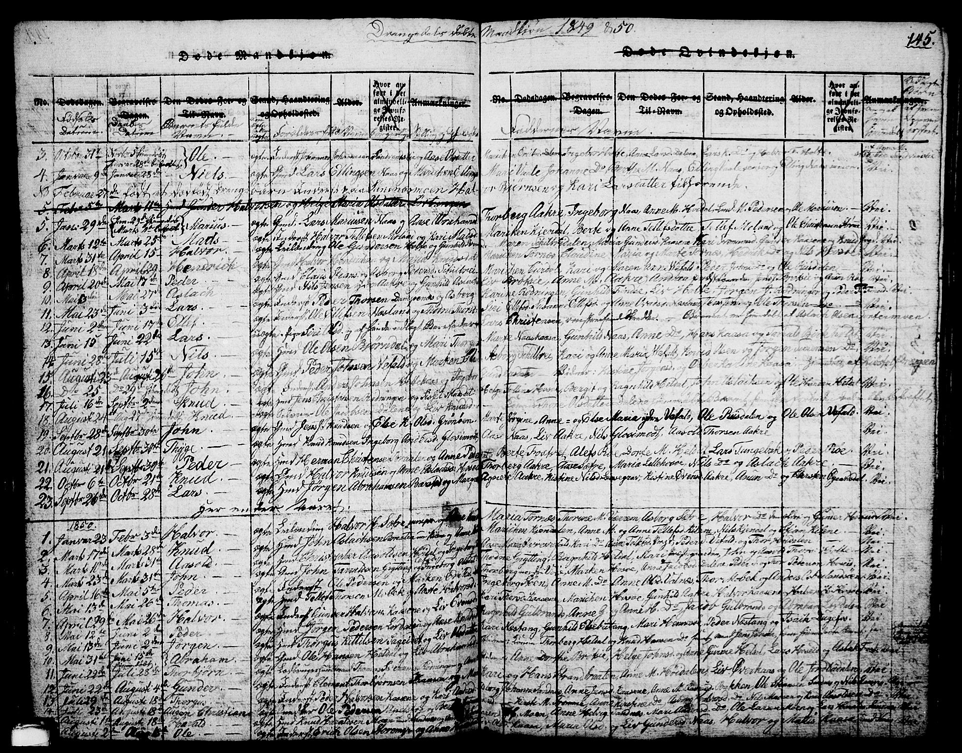 Drangedal kirkebøker, AV/SAKO-A-258/G/Ga/L0001: Parish register (copy) no. I 1 /1, 1814-1856, p. 145