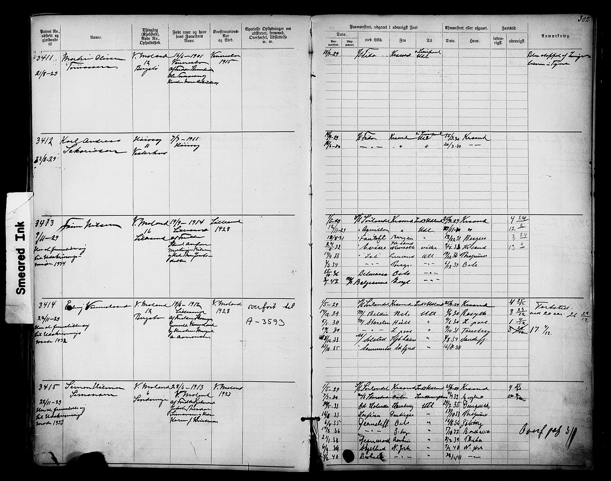 Lillesand mønstringskrets, AV/SAK-2031-0014/F/Fa/L0003: Annotasjonsrulle nr 1911-3489 med register, W-9, 1891-1932, p. 345