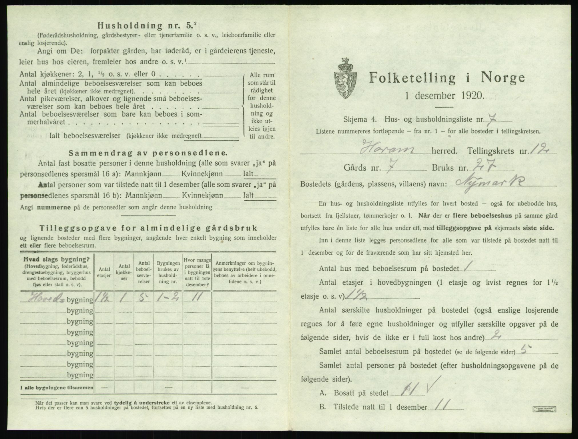 SAT, 1920 census for Haram, 1920, p. 813