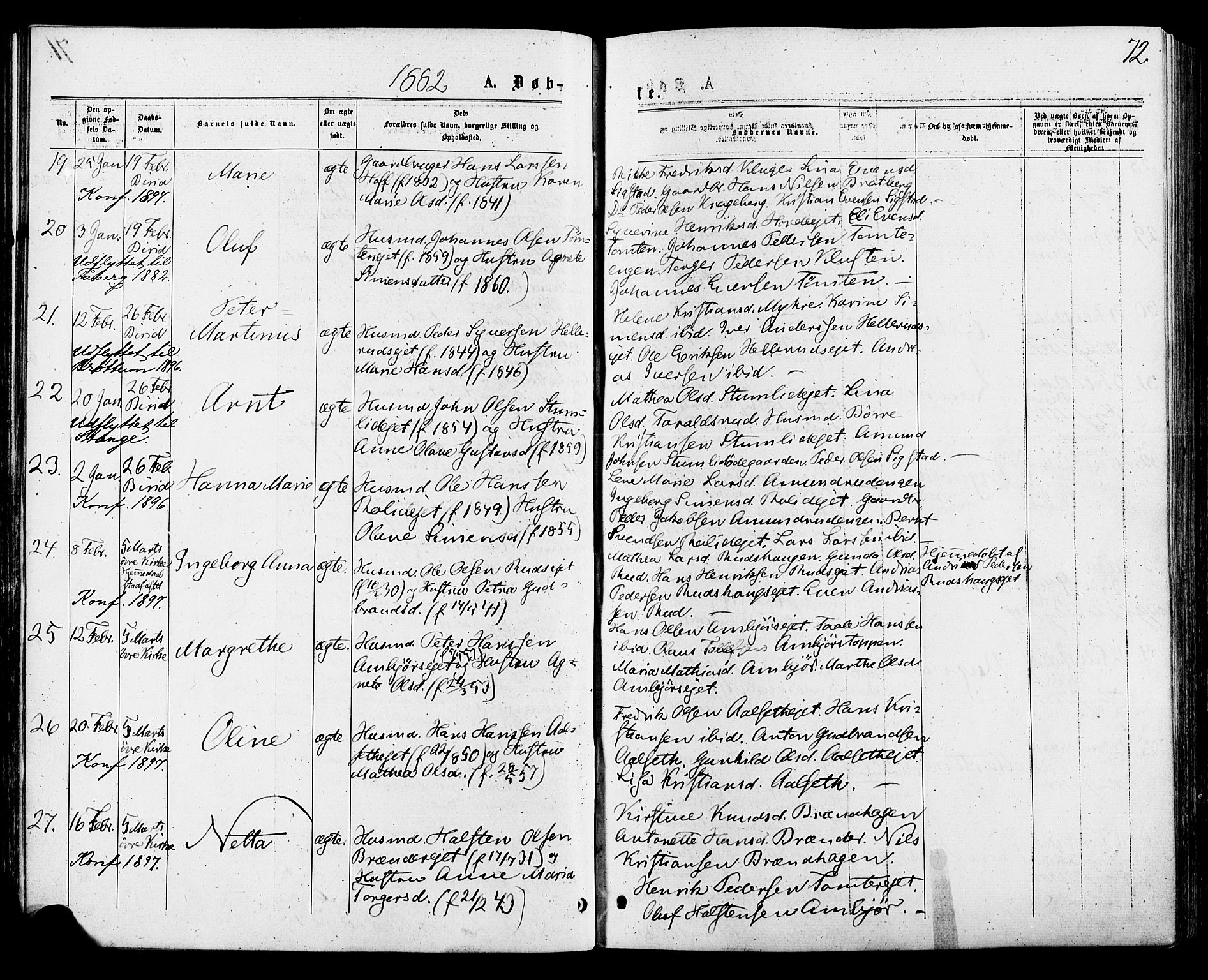 Biri prestekontor, AV/SAH-PREST-096/H/Ha/Haa/L0006: Parish register (official) no. 6, 1877-1886, p. 72