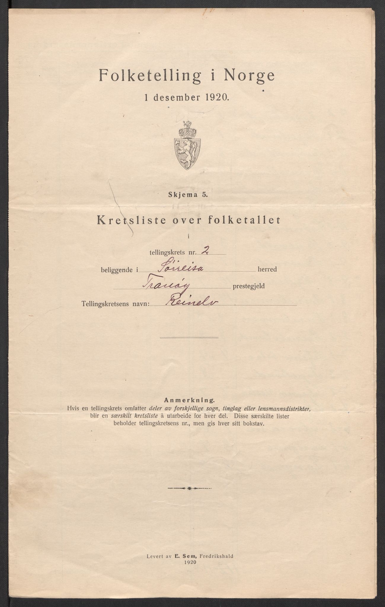 SATØ, 1920 census for Sørreisa, 1920, p. 10