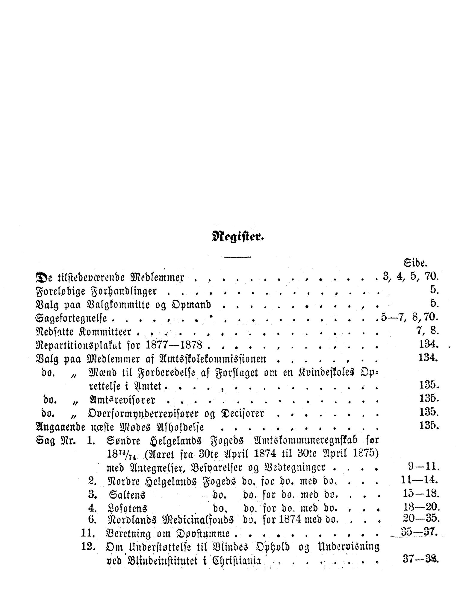 Nordland Fylkeskommune. Fylkestinget, AIN/NFK-17/176/A/Ac/L0010: Fylkestingsforhandlinger 1874-1880, 1874-1880