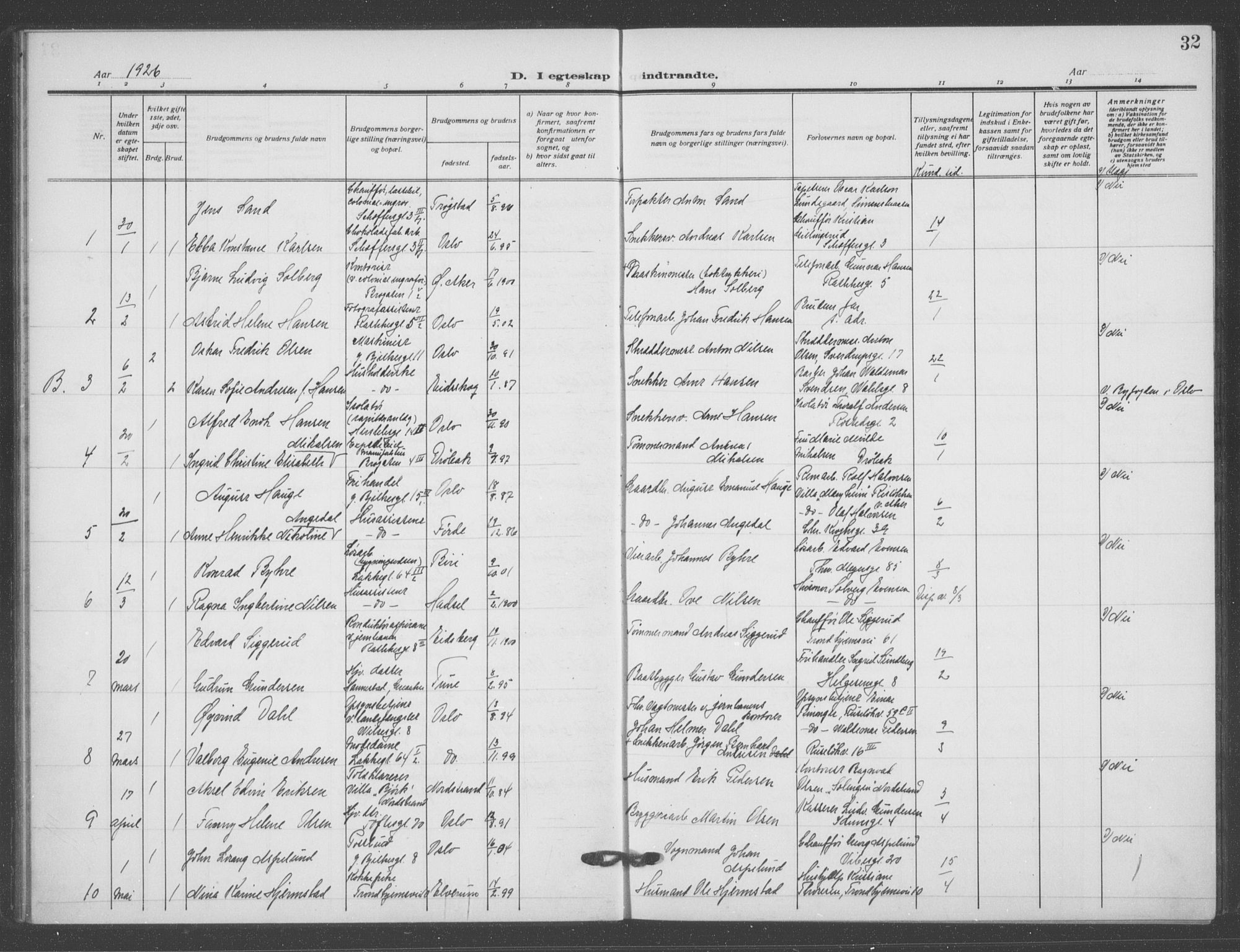 Matteus prestekontor Kirkebøker, SAO/A-10870/F/Fa/L0003: Parish register (official) no. 3, 1917-1938, p. 32