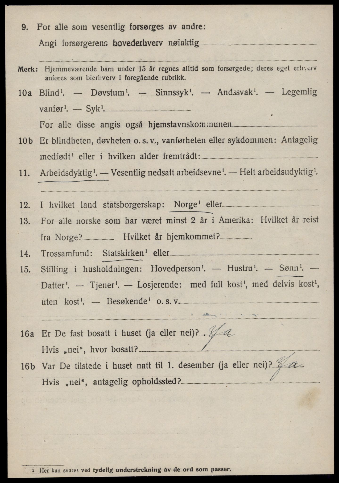 SAT, 1920 census for Volda, 1920, p. 8277