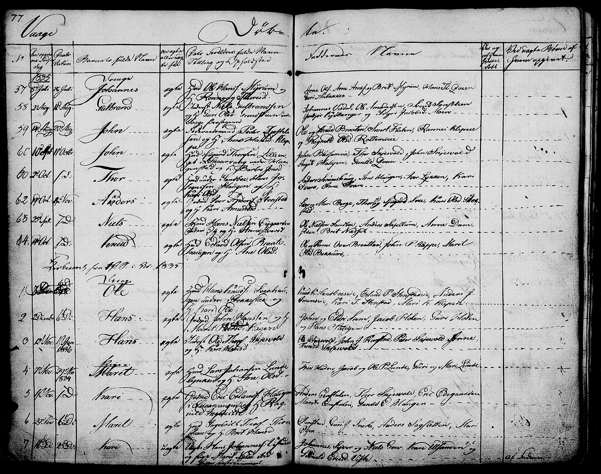 Vågå prestekontor, SAH/PREST-076/H/Ha/Haa/L0004: Parish register (official) no. 4 /1, 1827-1842, p. 77