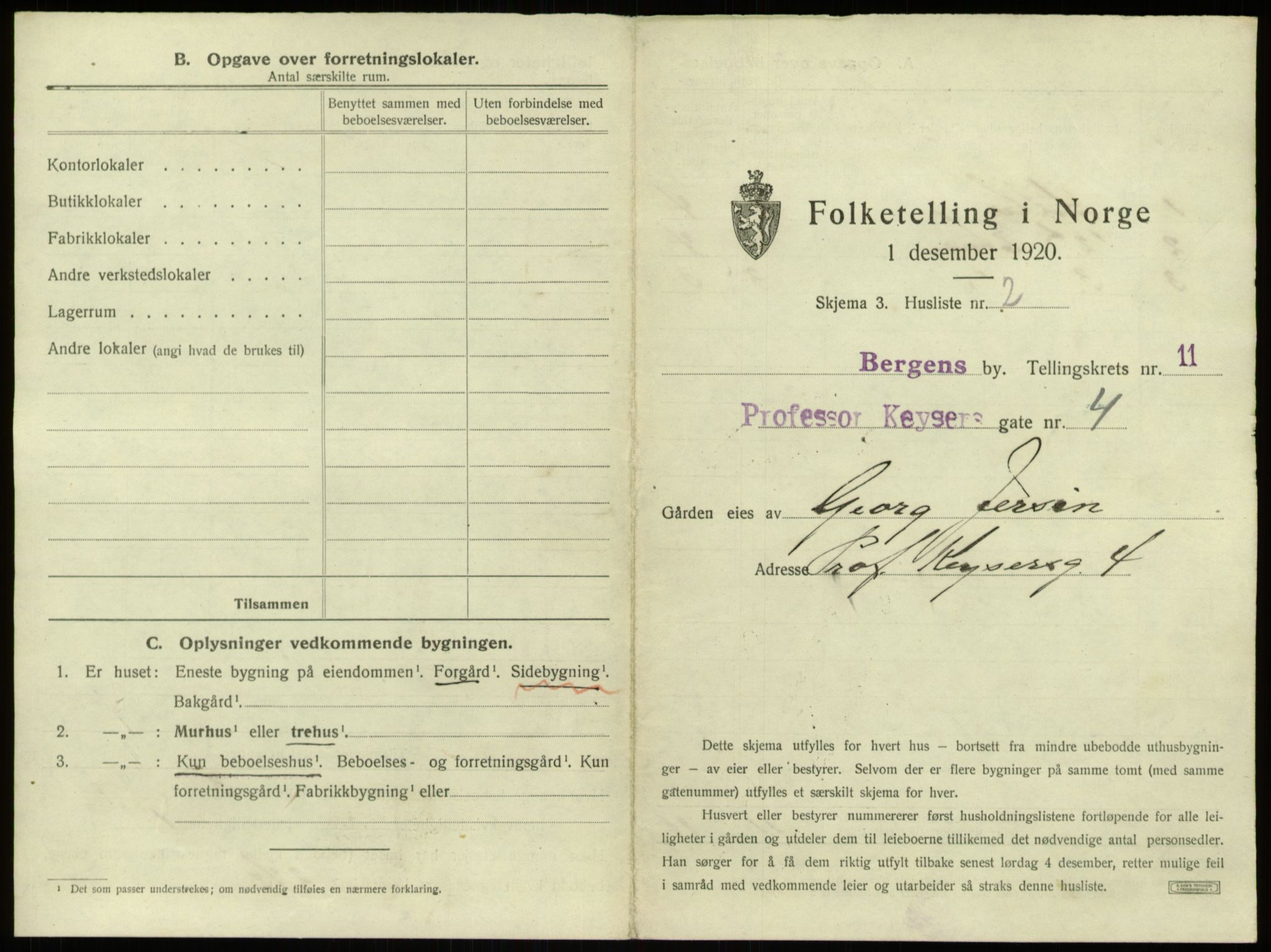 SAB, 1920 census for Bergen, 1920, p. 1364