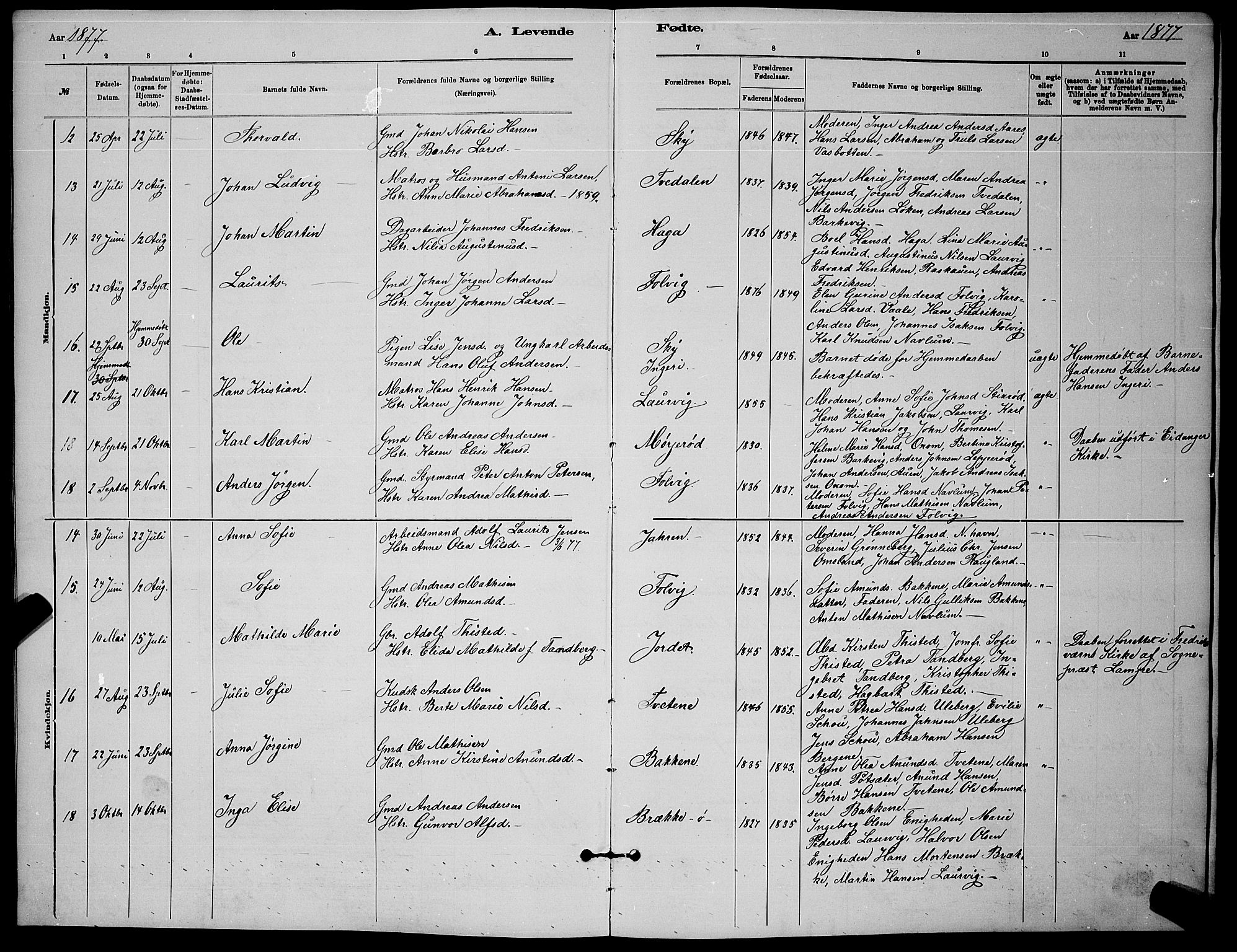 Brunlanes kirkebøker, AV/SAKO-A-342/G/Ga/L0003: Parish register (copy) no. I 3, 1877-1898