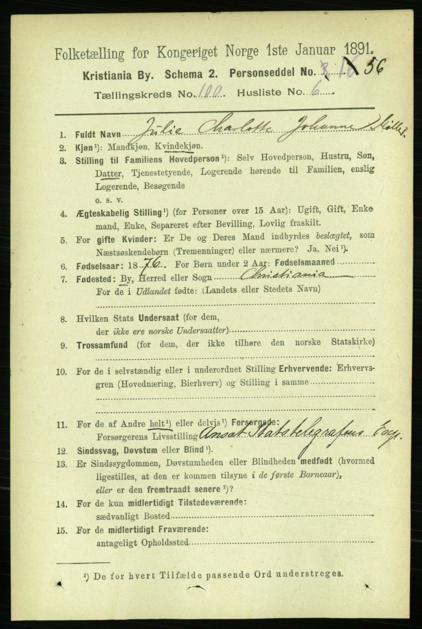 RA, 1891 census for 0301 Kristiania, 1891, p. 49443