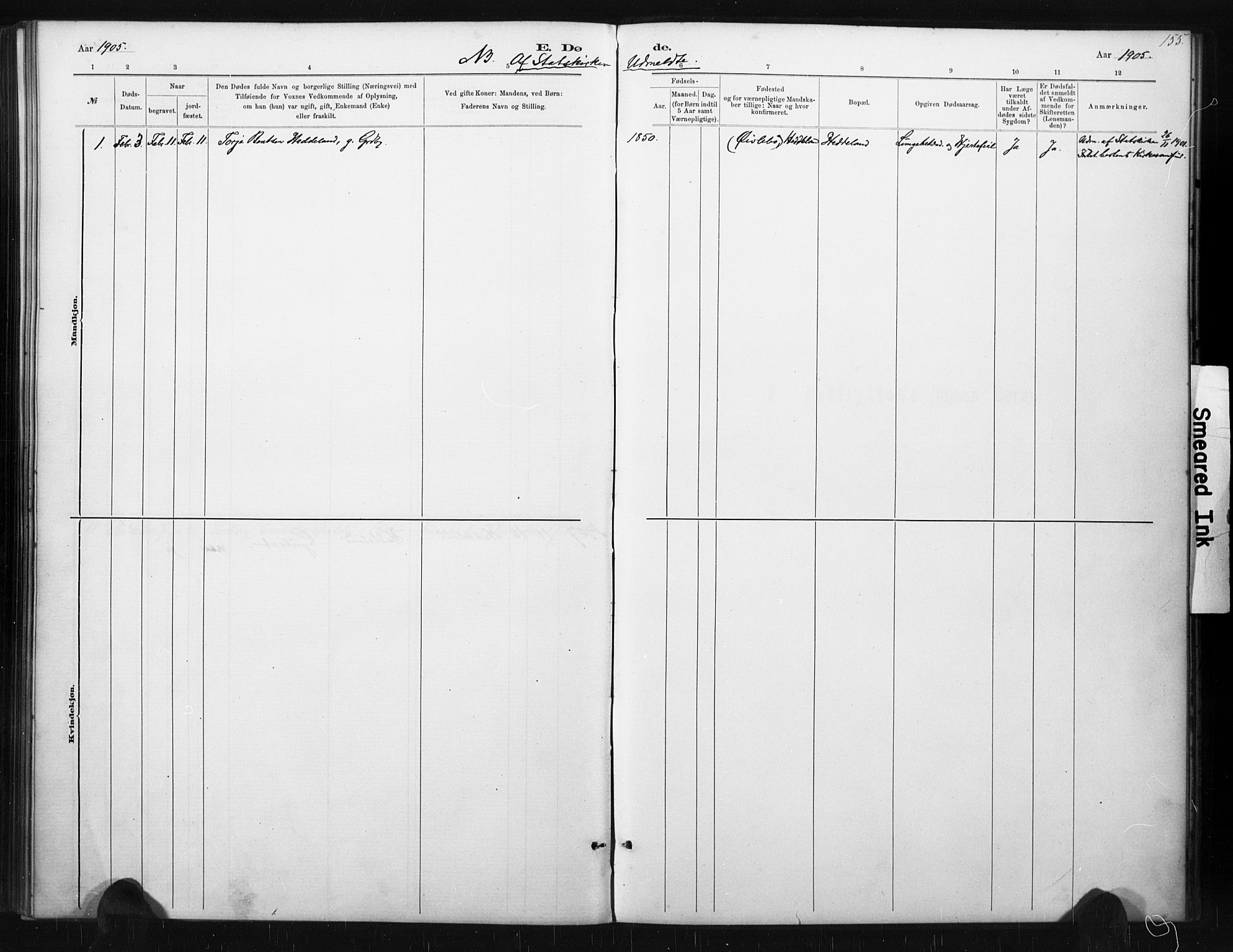 Holum sokneprestkontor, AV/SAK-1111-0022/F/Fa/Fac/L0004: Parish register (official) no. A 4, 1884-1907, p. 155