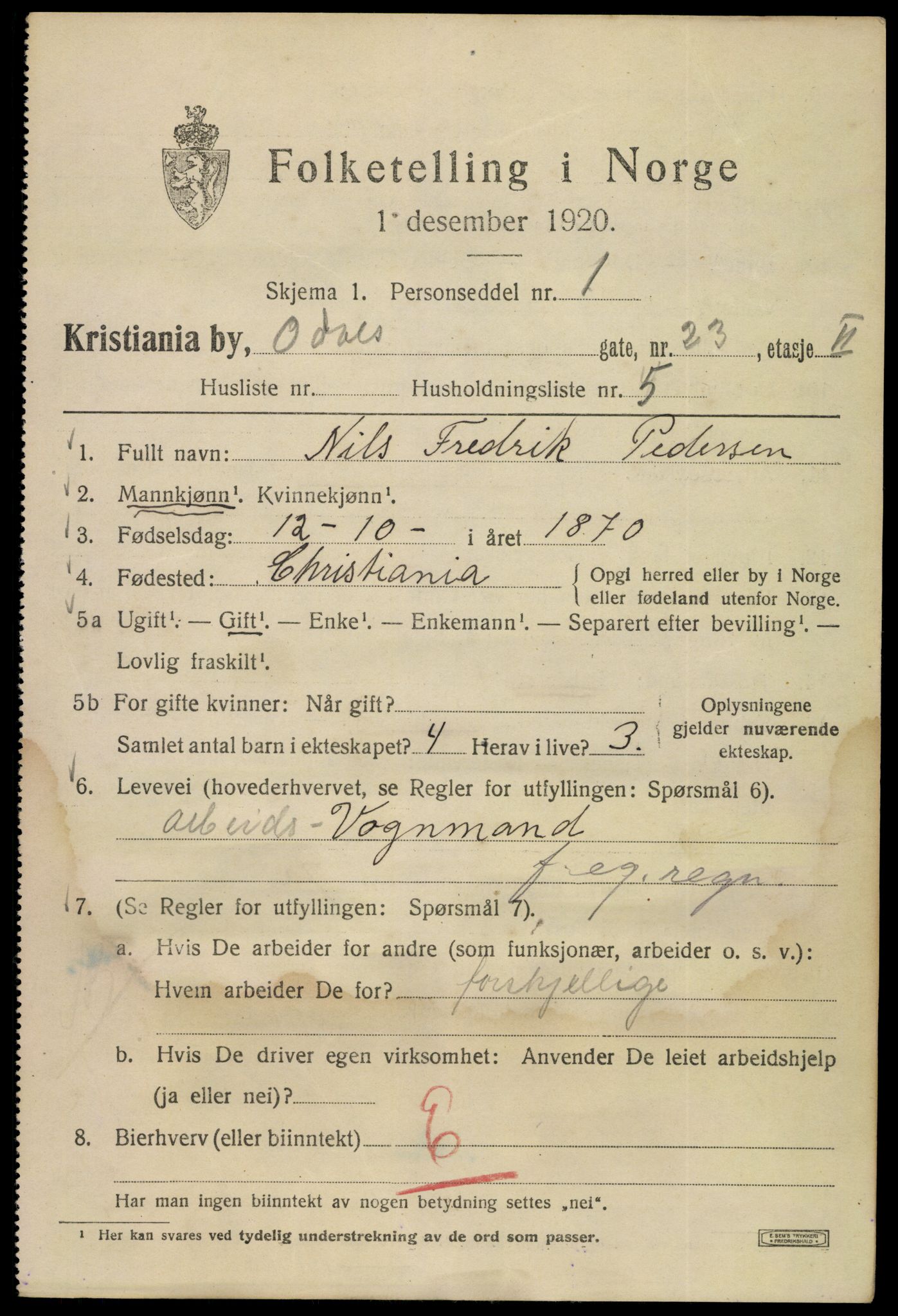 SAO, 1920 census for Kristiania, 1920, p. 429161