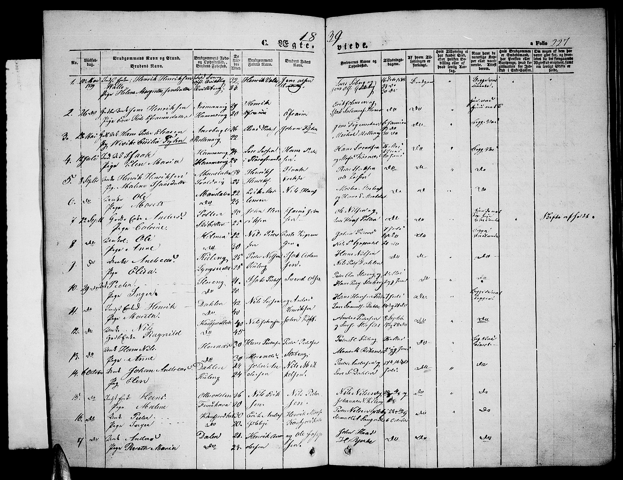 Lyngen sokneprestembete, SATØ/S-1289/H/He/Heb/L0002klokker: Parish register (copy) no. 2, 1839-1860, p. 227