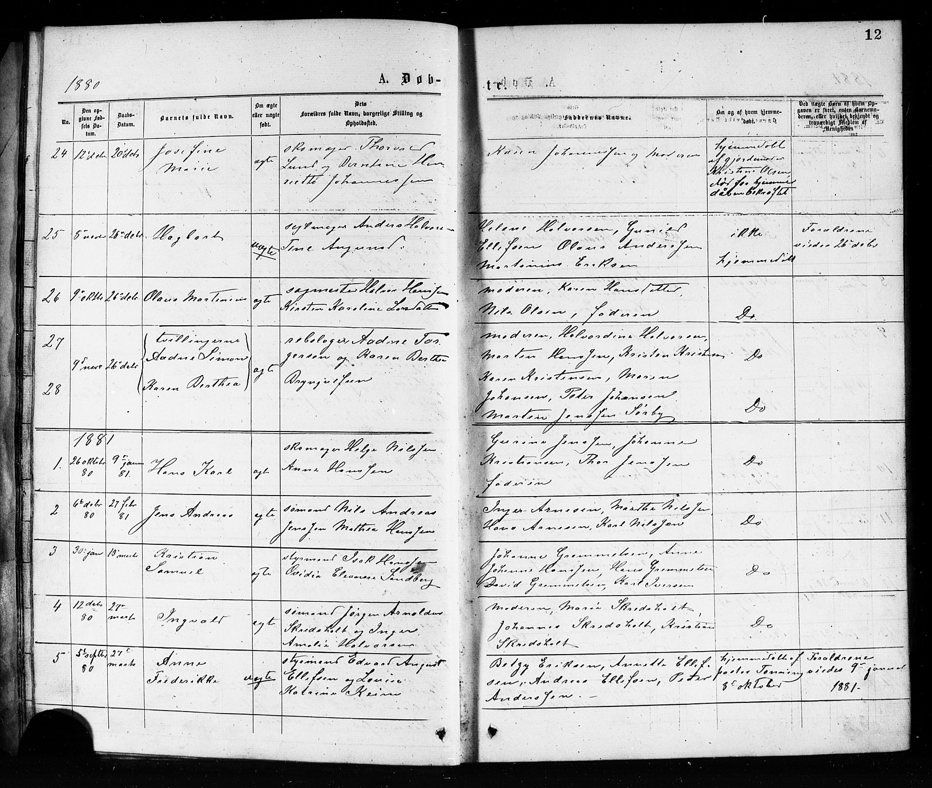 Porsgrunn kirkebøker , SAKO/A-104/G/Ga/L0003: Parish register (copy) no. I 3, 1877-1915, p. 12