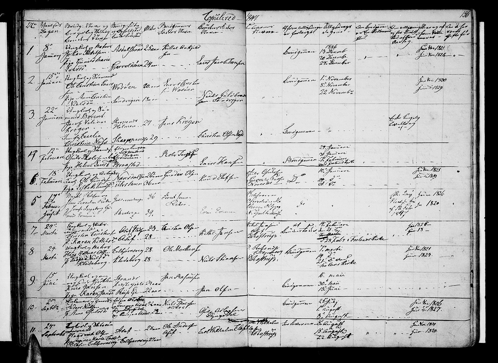 Øyestad sokneprestkontor, SAK/1111-0049/F/Fb/L0006: Parish register (copy) no. B 6, 1843-1854, p. 156