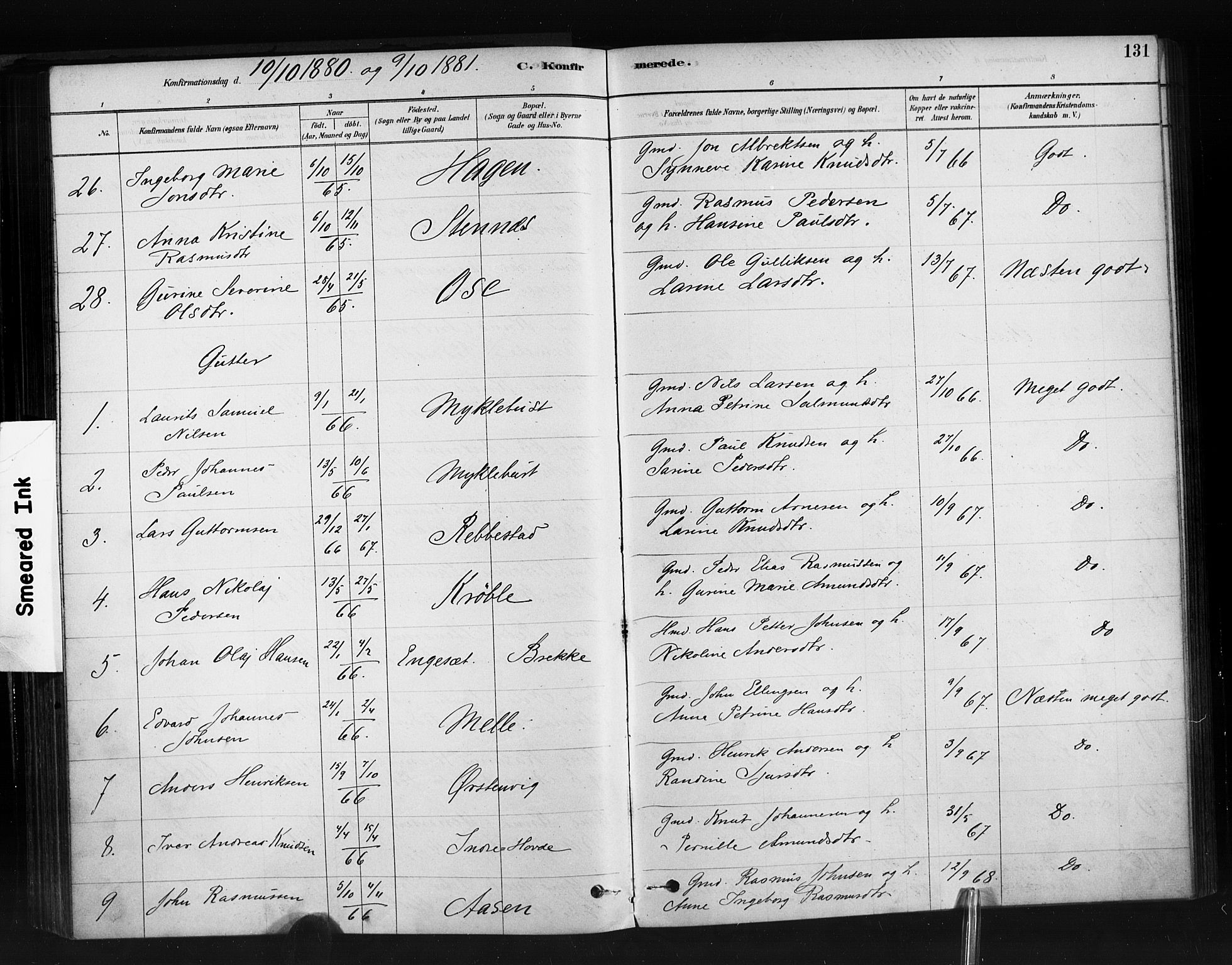 Ministerialprotokoller, klokkerbøker og fødselsregistre - Møre og Romsdal, AV/SAT-A-1454/513/L0176: Parish register (official) no. 513A03, 1877-1889, p. 131