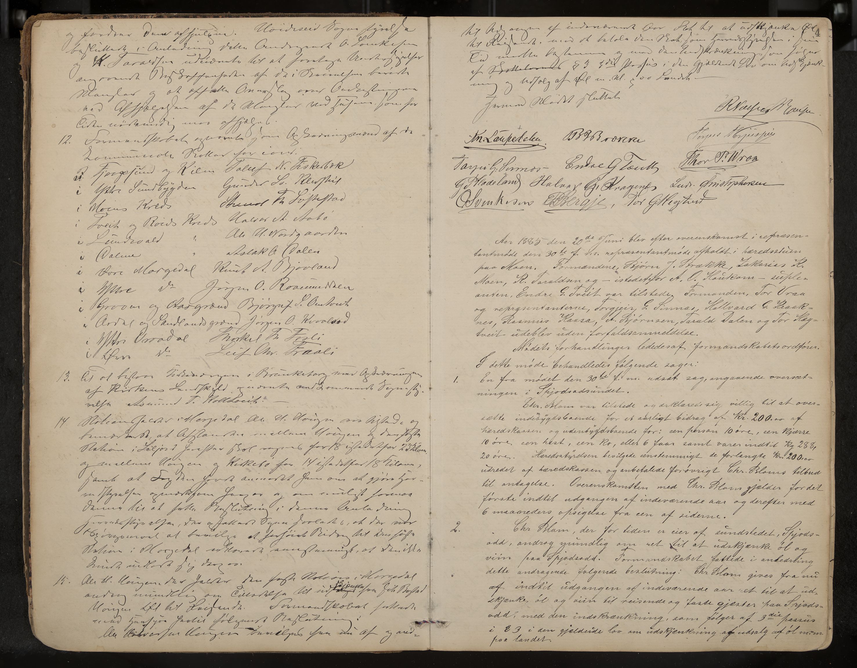 Kviteseid formannskap og sentraladministrasjon, IKAK/0829021/A/Aa/L0003: Møtebok, 1885-1896, p. 4