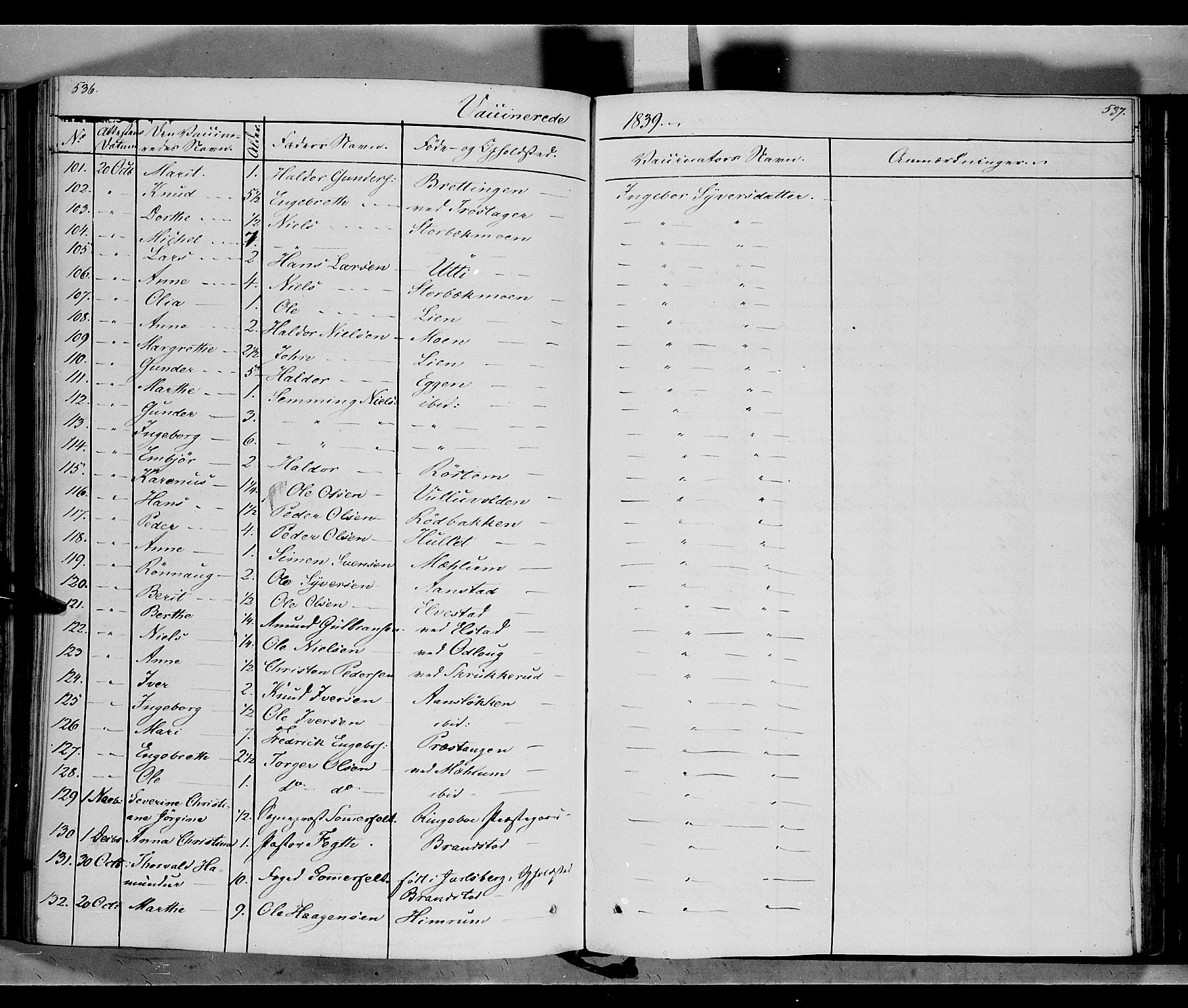 Ringebu prestekontor, AV/SAH-PREST-082/H/Ha/Haa/L0005: Parish register (official) no. 5, 1839-1848, p. 536-537