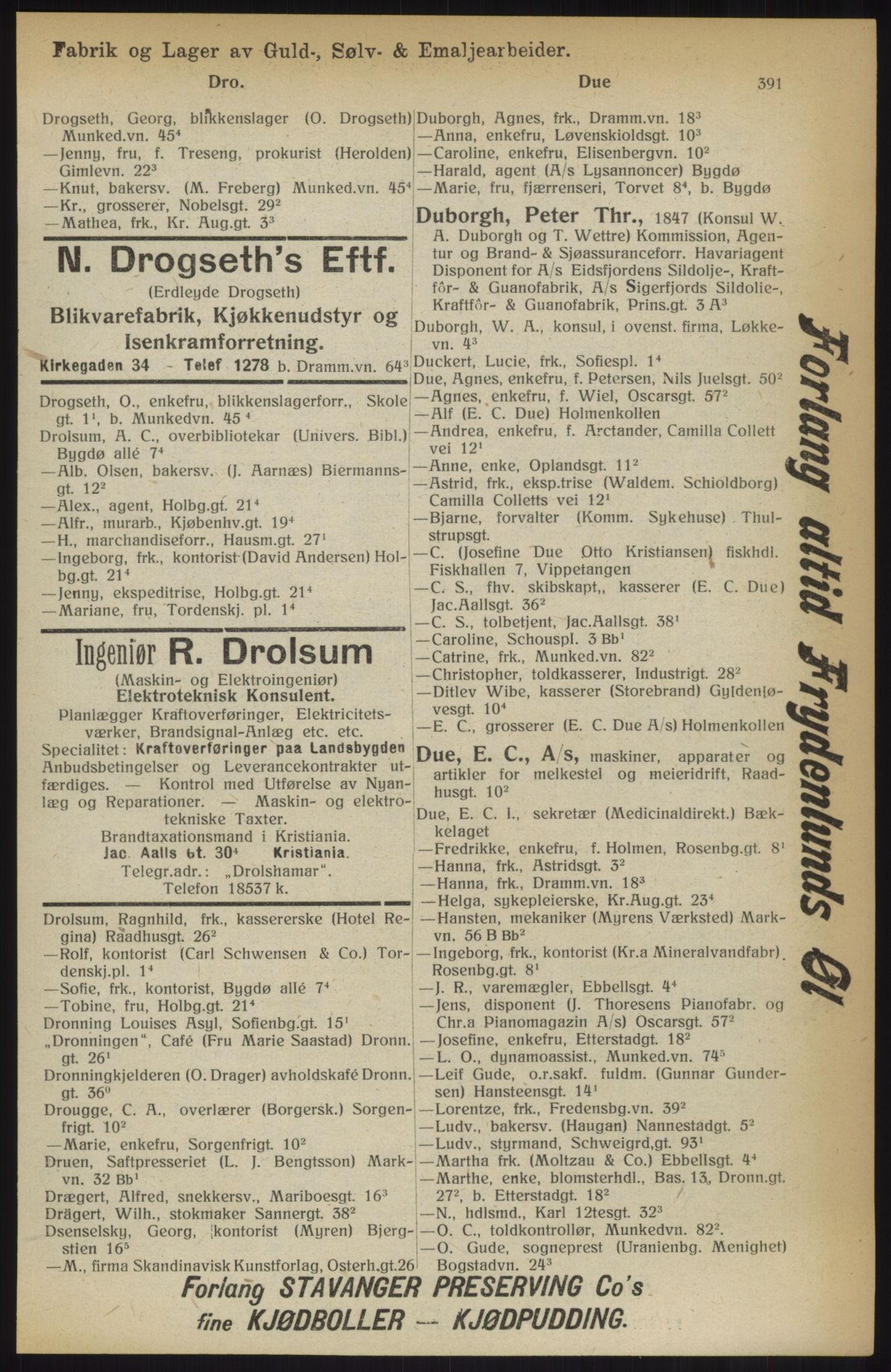 Kristiania/Oslo adressebok, PUBL/-, 1914, p. 391