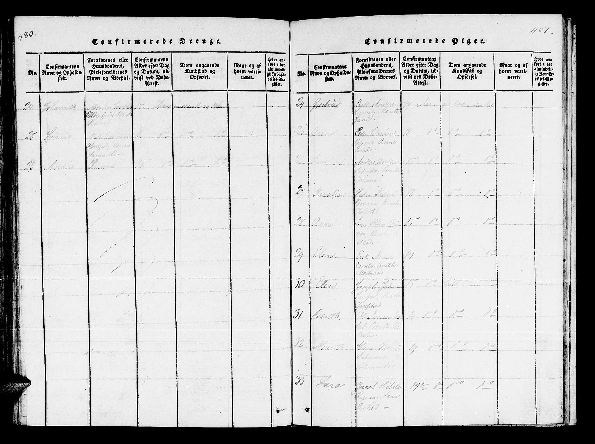 Kistrand/Porsanger sokneprestembete, AV/SATØ-S-1351/H/Ha/L0003.kirke: Parish register (official) no. 3, 1825-1842, p. 480-481