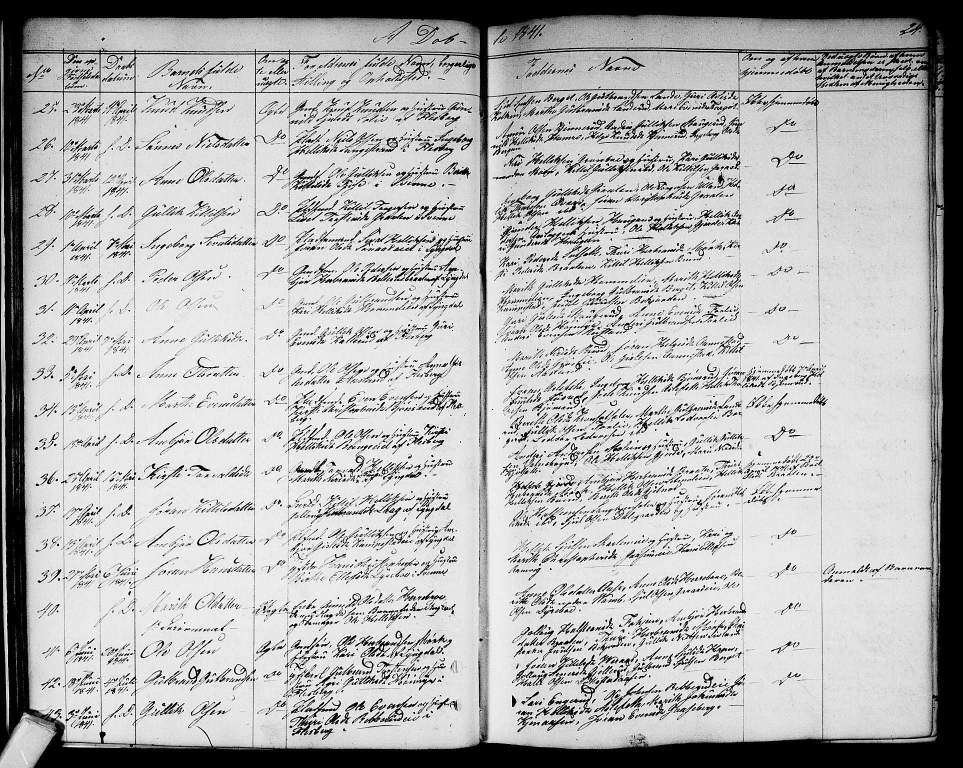Flesberg kirkebøker, AV/SAKO-A-18/G/Ga/L0002: Parish register (copy) no. I 2, 1834-1860, p. 24