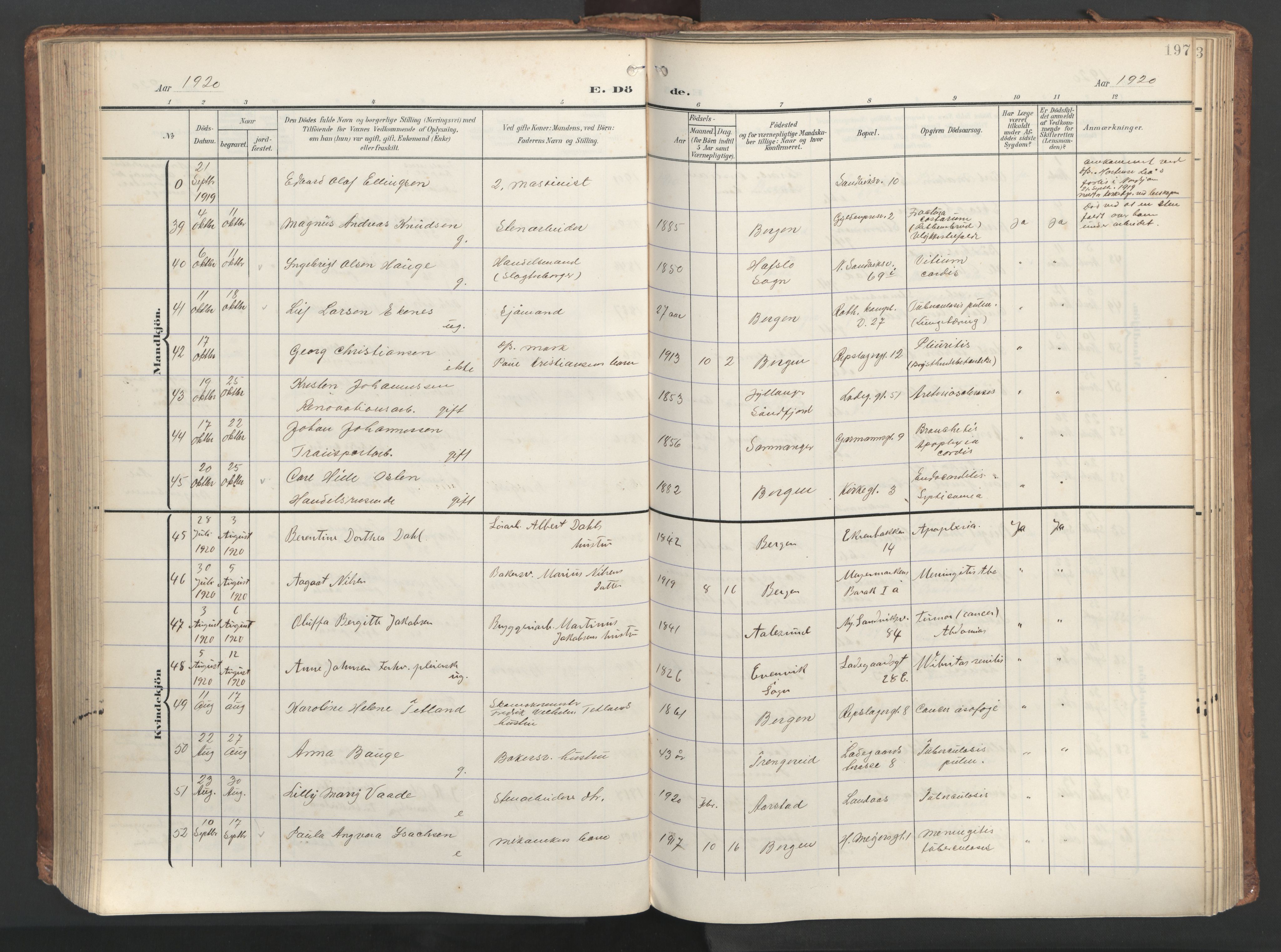 Sandviken Sokneprestembete, AV/SAB-A-77601/H/Ha/L0019: Parish register (official) no. E 2, 1905-1933, p. 197