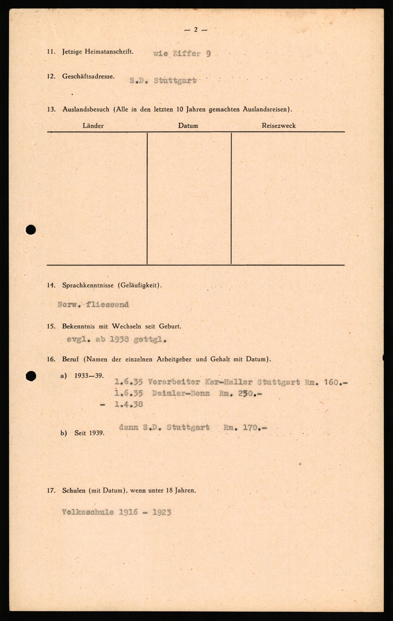 Forsvaret, Forsvarets overkommando II, AV/RA-RAFA-3915/D/Db/L0019: CI Questionaires. Tyske okkupasjonsstyrker i Norge. Tyskere., 1945-1946, p. 359