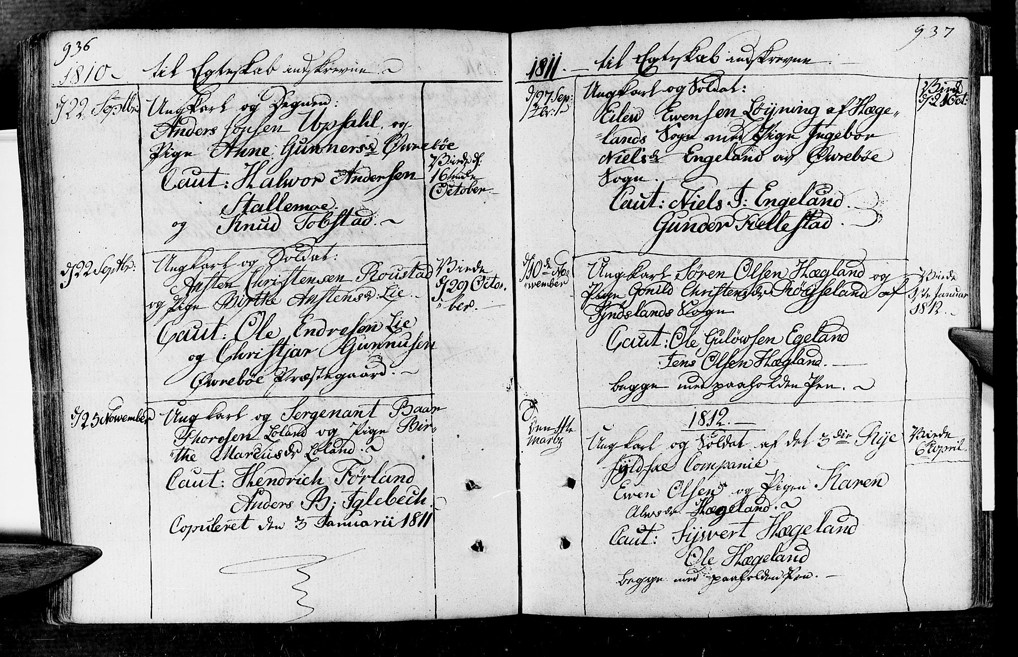 Vennesla sokneprestkontor, AV/SAK-1111-0045/Fa/Fac/L0002: Parish register (official) no. A 2, 1785-1834, p. 936-937