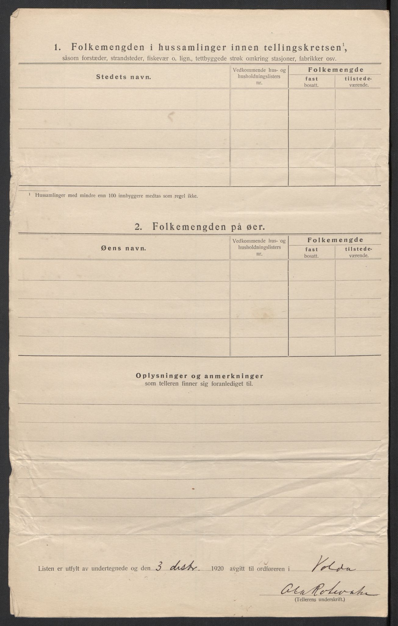 SAT, 1920 census for Volda, 1920, p. 32