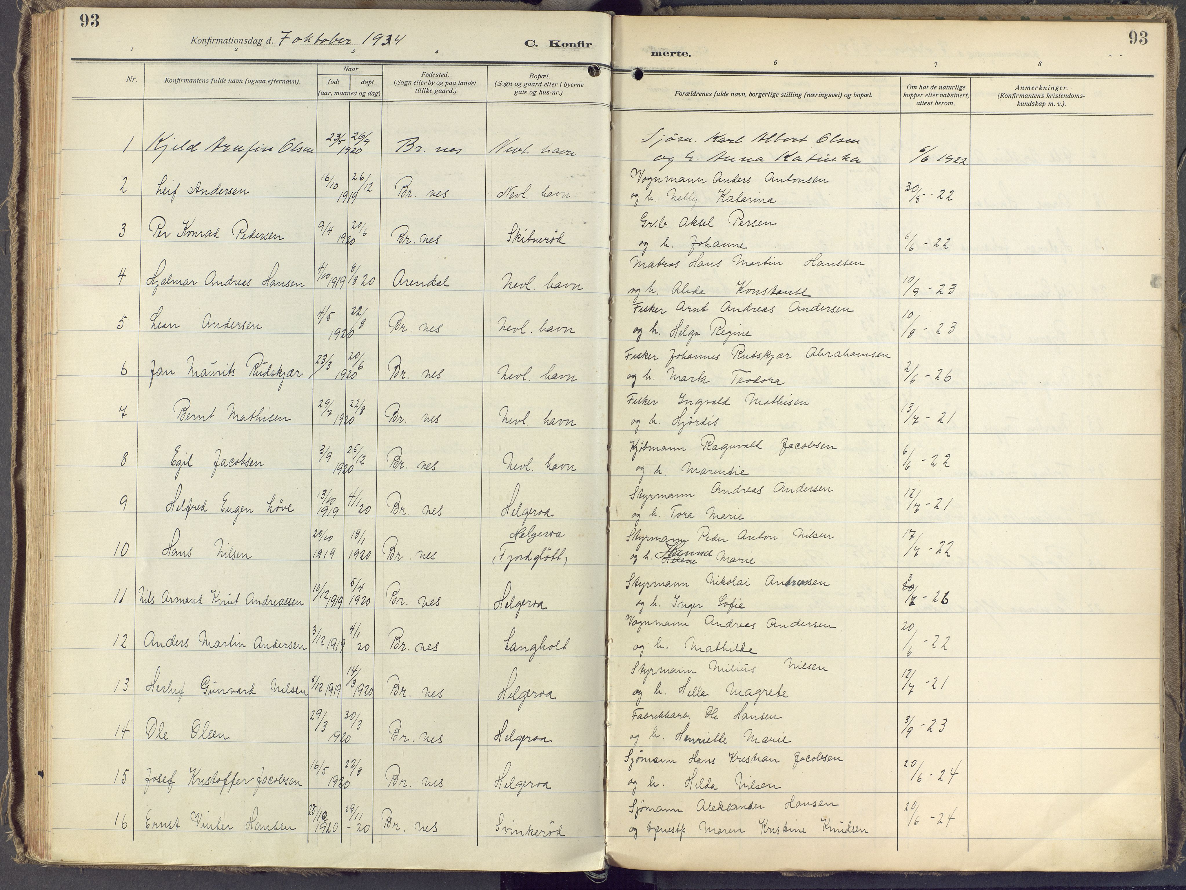 Brunlanes kirkebøker, SAKO/A-342/F/Fb/L0004: Parish register (official) no. II 4, 1923-1940, p. 93